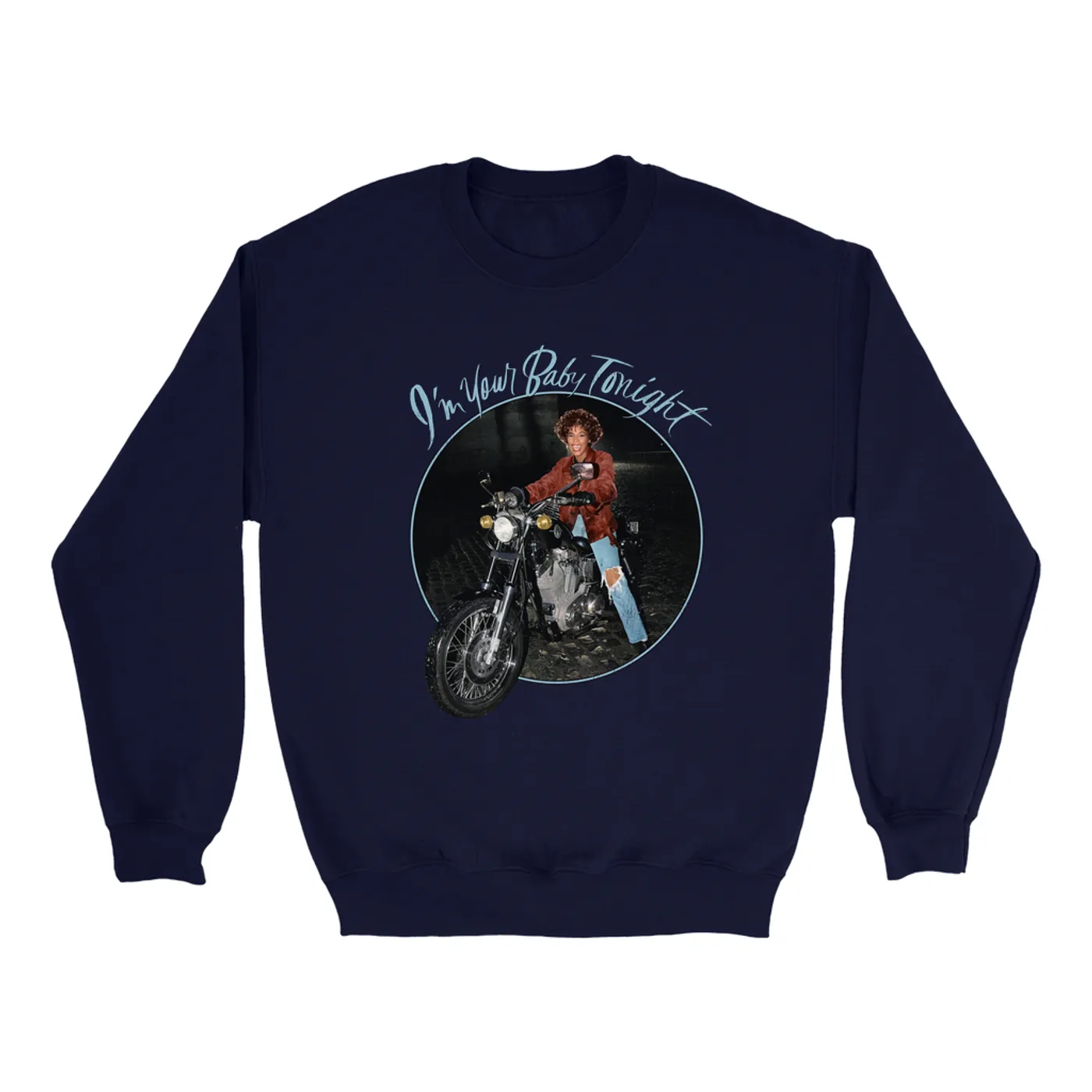 Whitney Houston Sweatshirt | I'm Your Baby Tonight Album Photo Design Distressed Whitney Houston Sweatshirt (Merchbar Exclusive)