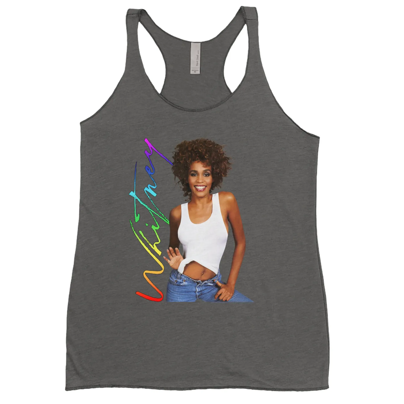 Whitney Houston Ladies' Tank Top | 1987 Album Photo Rainbow Signature Image Whitney Houston Shirt (Merchbar Exclusive)