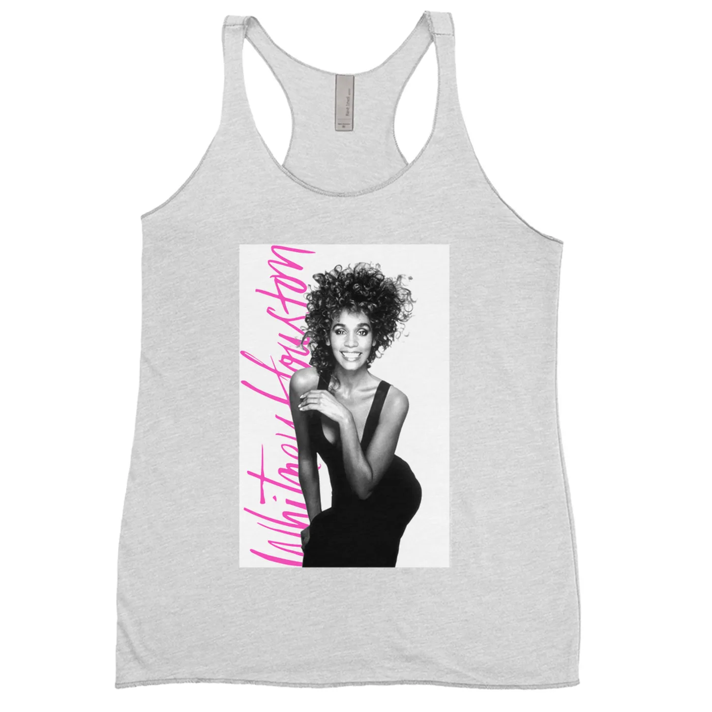 Whitney Houston Ladies' Tank Top | Album Photo With Hot Pink Signature Image Whitney Houston Shirt