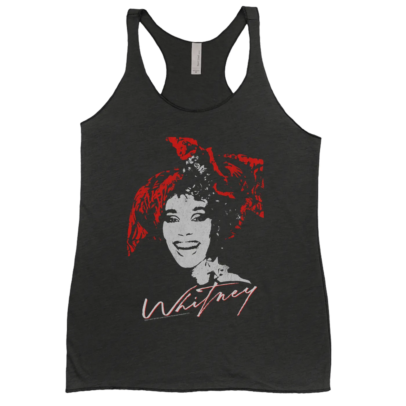 Whitney Houston Ladies' Tank Top | 1987 Red Scarf Photo Design With Logo Distressed Whitney Houston Shirt (Merchbar Exclusive)