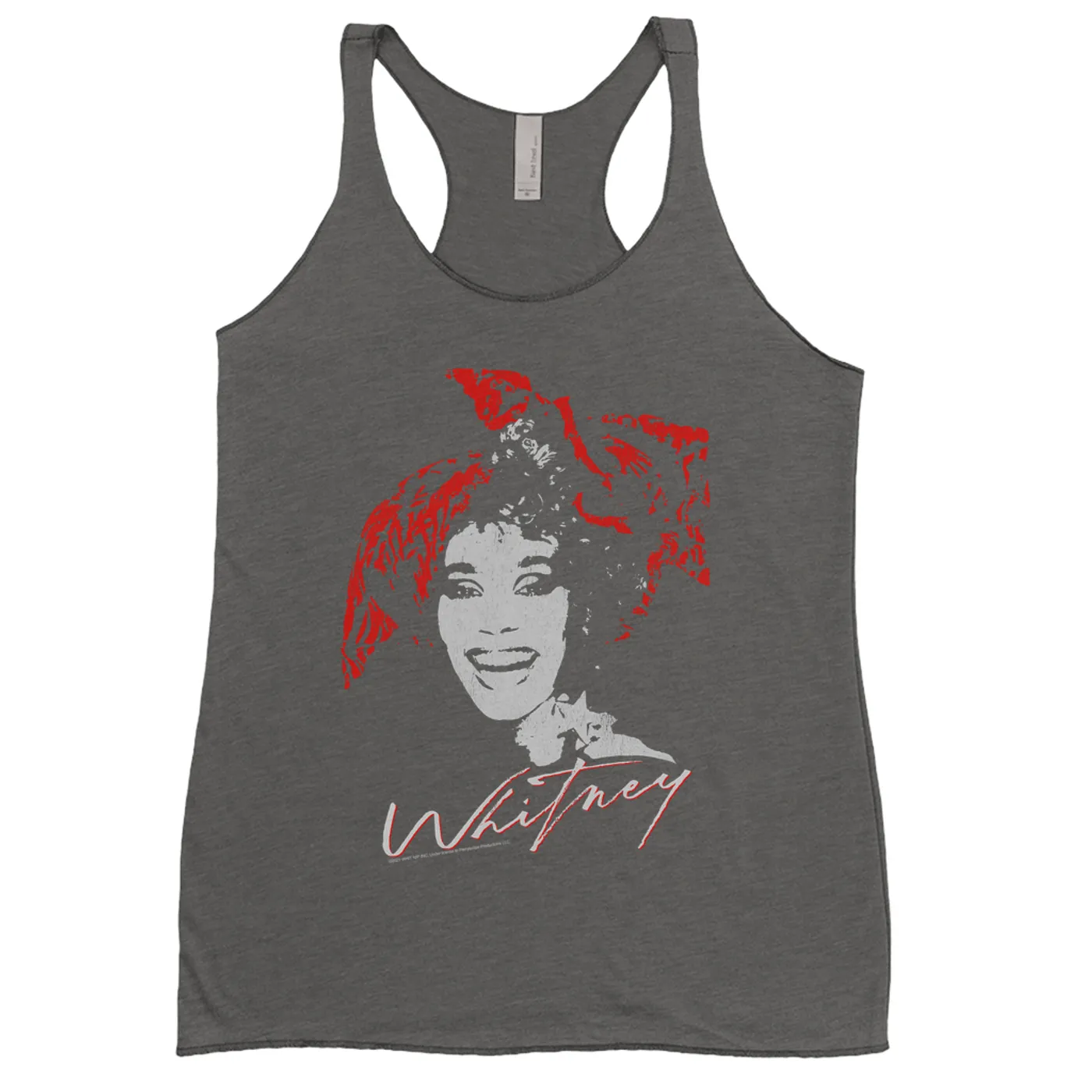 Whitney Houston Ladies' Tank Top | 1987 Red Scarf Photo Design With Logo Distressed Whitney Houston Shirt (Merchbar Exclusive)