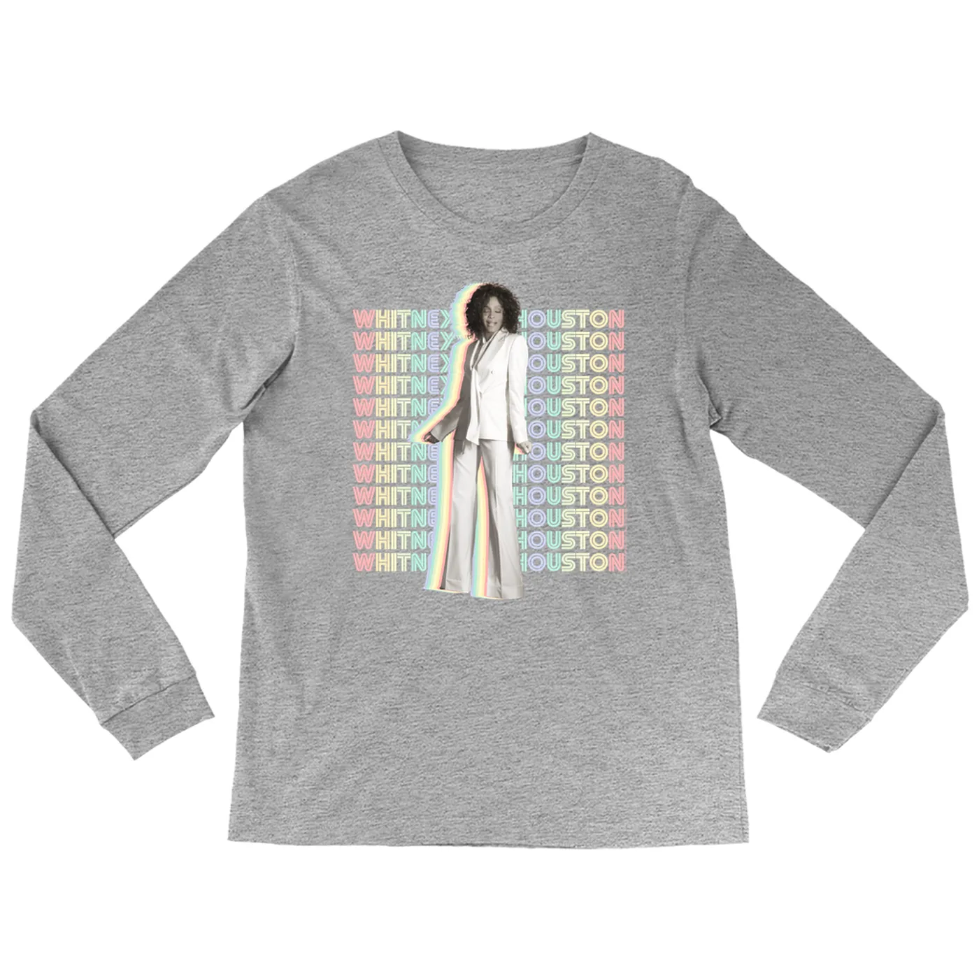 Whitney Houston Long Sleeve Shirt | Nothing But Love Pastel Rainbow Album Photo Image Whitney Houston Shirt (Merchbar Exclusive)