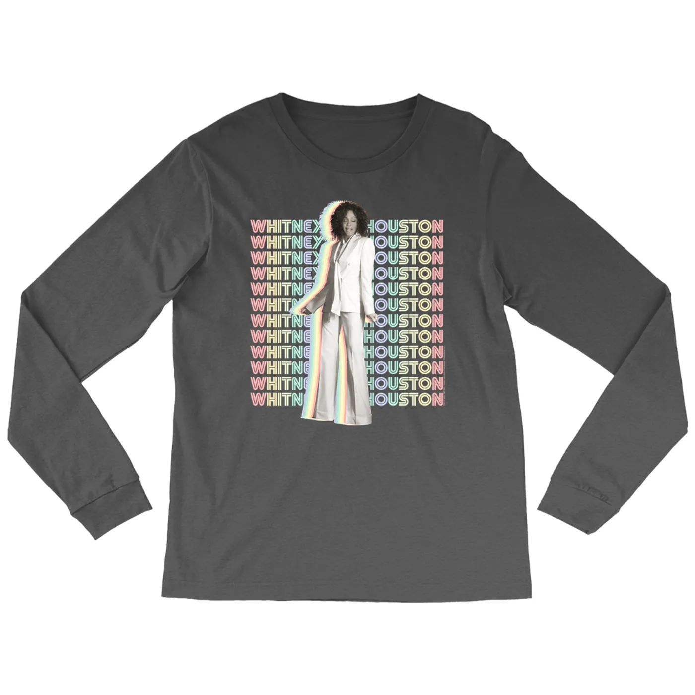 Whitney Houston Long Sleeve Shirt | Nothing But Love Pastel Rainbow Album Photo Image Whitney Houston Shirt (Merchbar Exclusive)