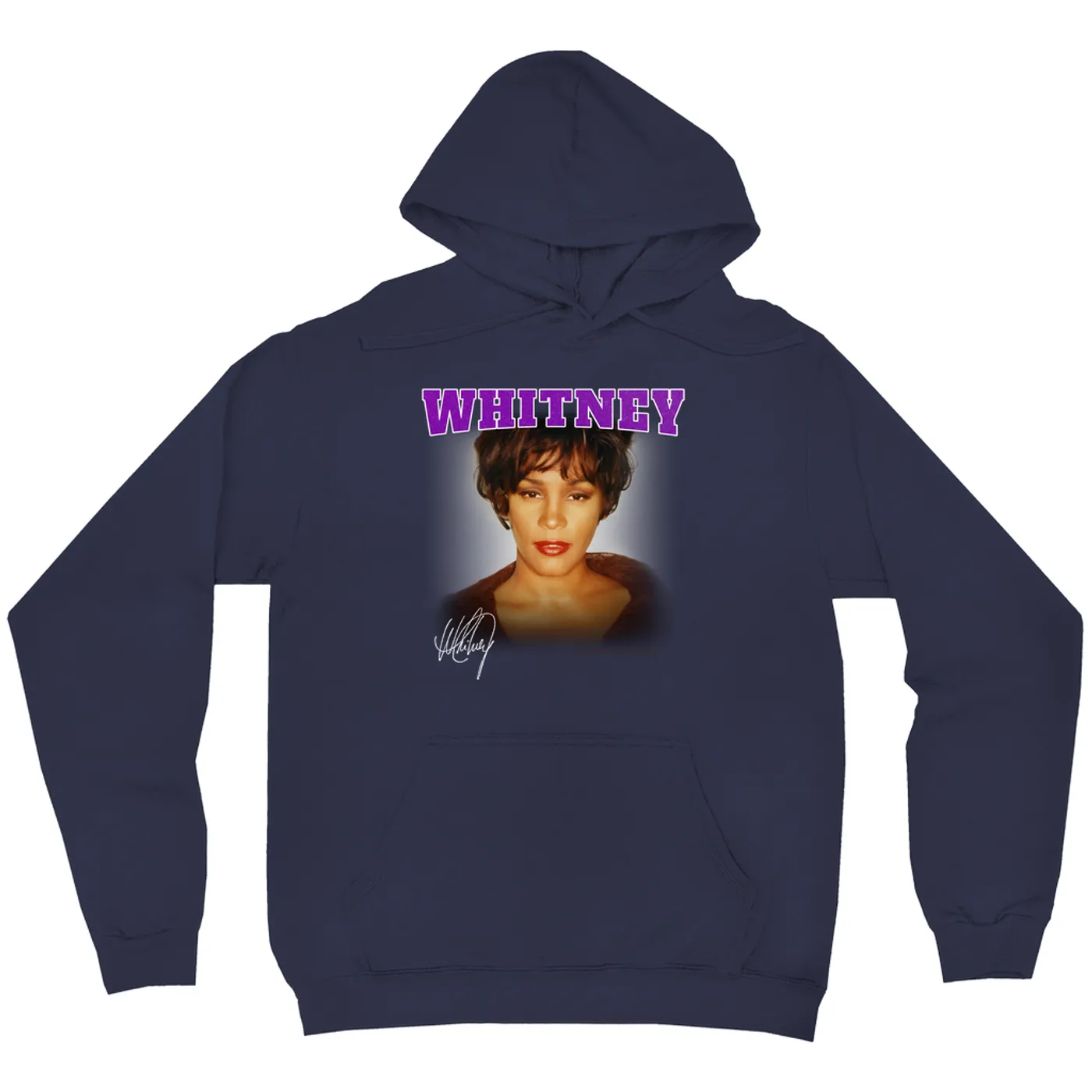 Whitney Houston Hoodie | Whitney Close Up And Varsity Purple Logo Whitney Houston Hoodie