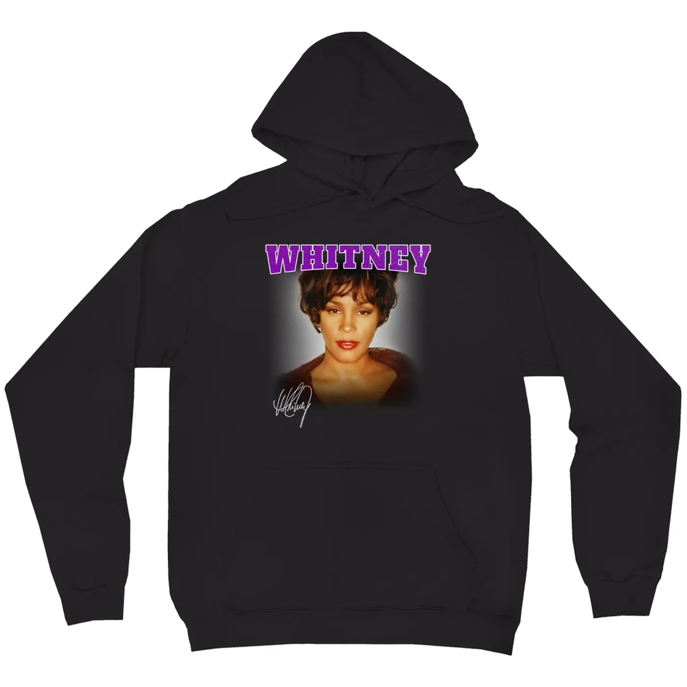Whitney Houston Hoodie | Whitney Close Up And Varsity Purple Logo Whitney Houston Hoodie