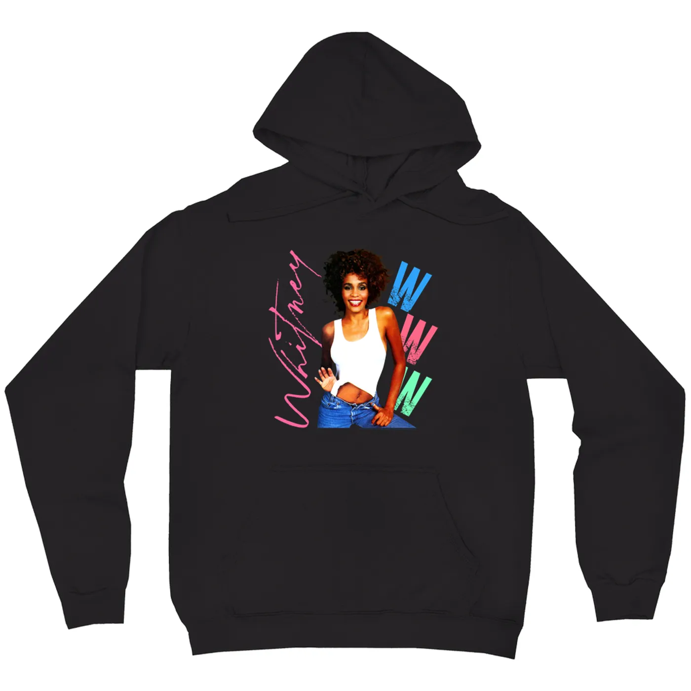 Whitney Houston Hoodie | Whitney Pastel W Design Whitney Houston Hoodie