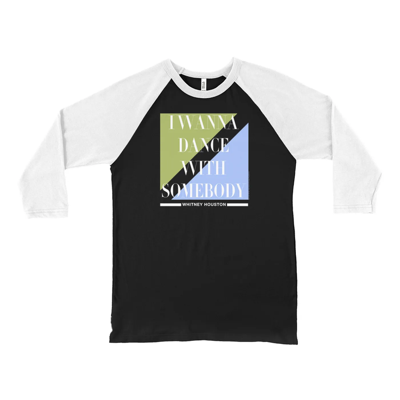 Whitney Houston 3/4 Sleeve Baseball Tee | I Wanna Dance With Somebody Classy Pastel Design Whitney Houston Shirt