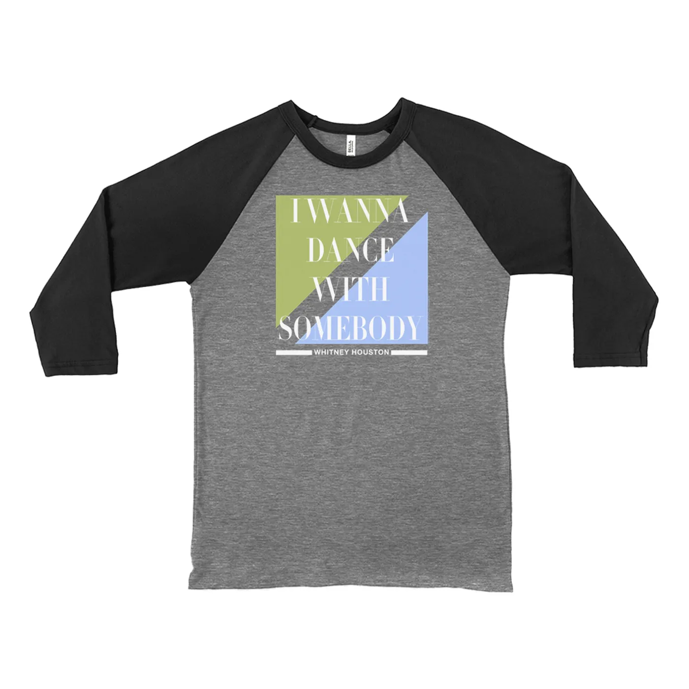 Whitney Houston 3/4 Sleeve Baseball Tee | I Wanna Dance With Somebody Classy Pastel Design Whitney Houston Shirt