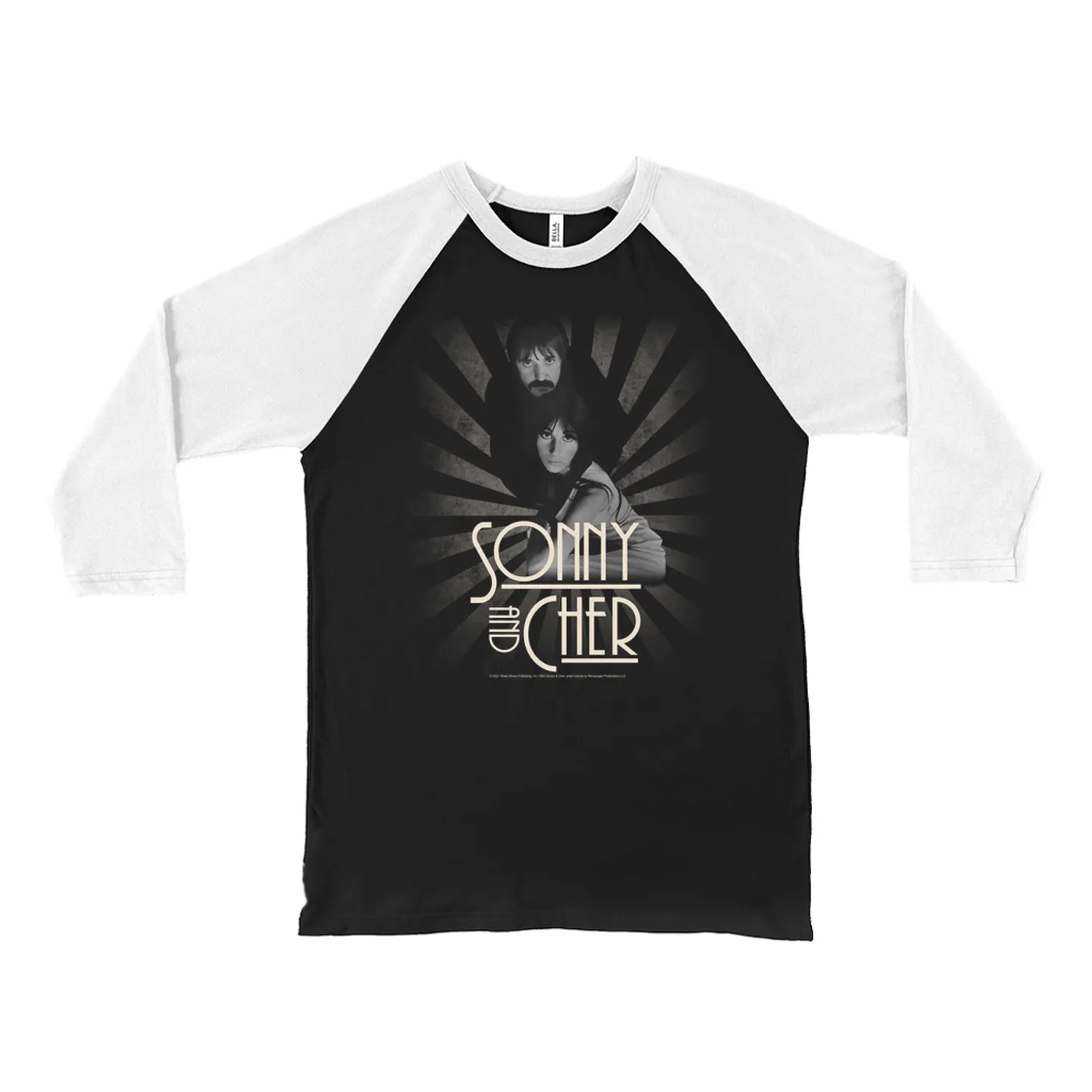 Sonny & Cher 3/4 Sleeve Baseball Tee | The Two Of Us Burst Design Sonny and Cher Shirt (Merchbar Exclusive)