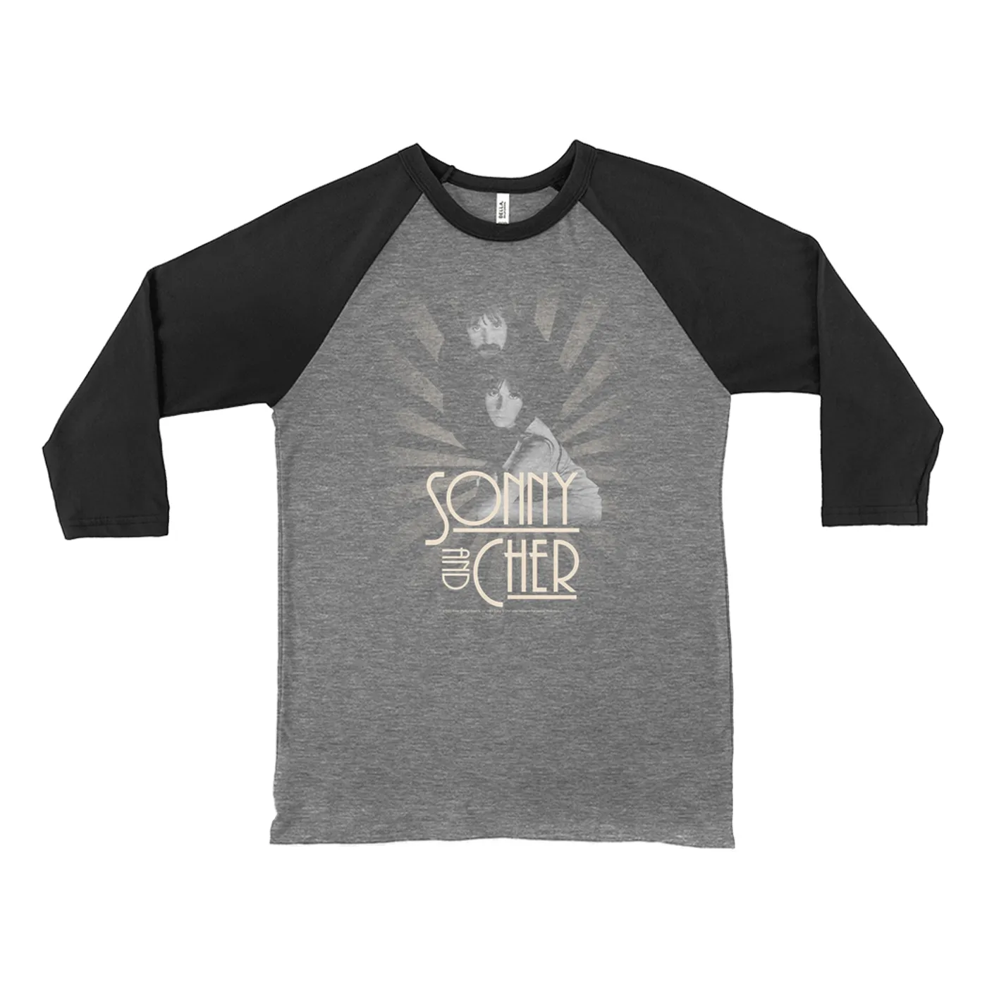 Sonny & Cher 3/4 Sleeve Baseball Tee | The Two Of Us Burst Design Sonny and Cher Shirt (Merchbar Exclusive)
