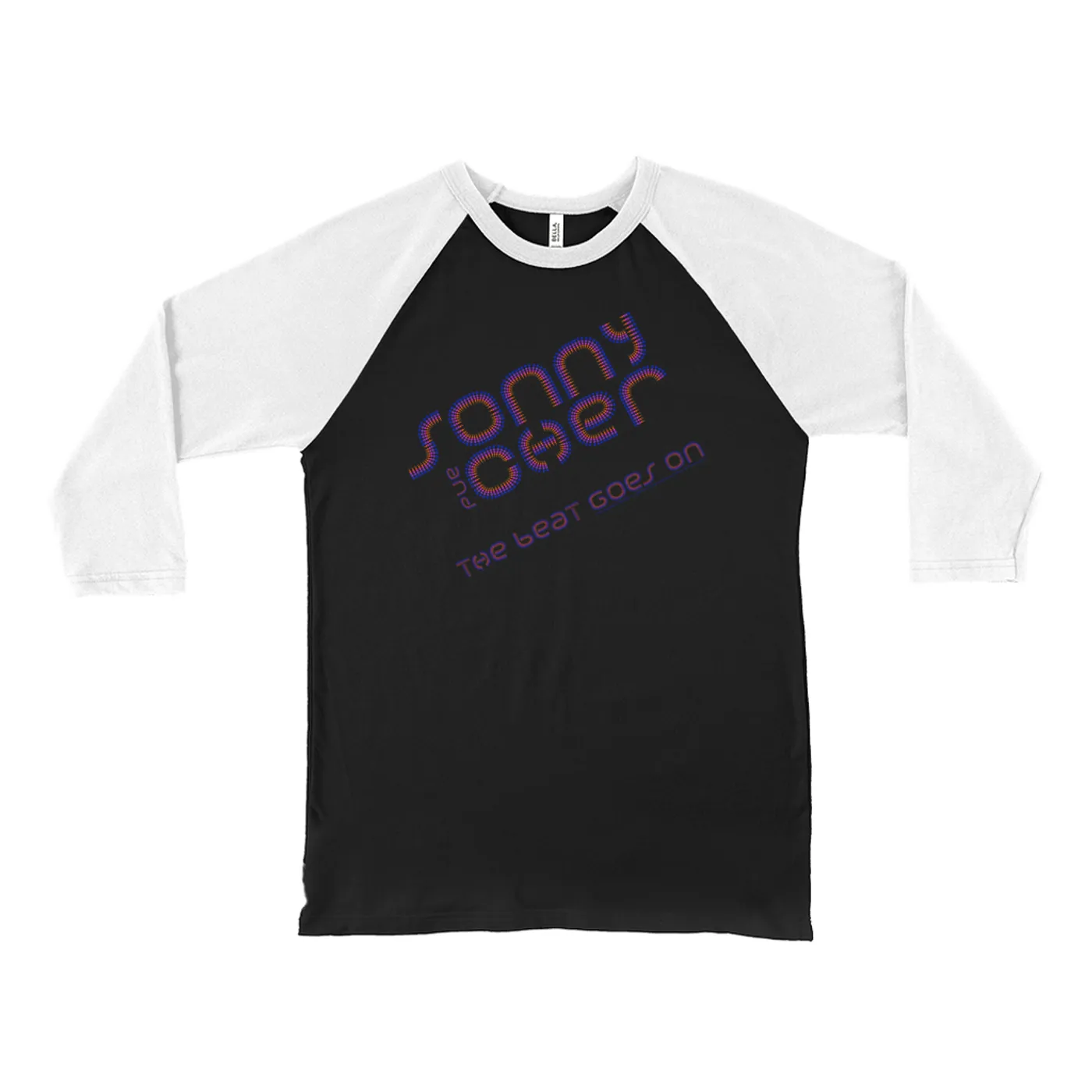 Sonny & Cher 3/4 Sleeve Baseball Tee | The Beat Goes On Colorful Logo Sonny and Cher Shirt