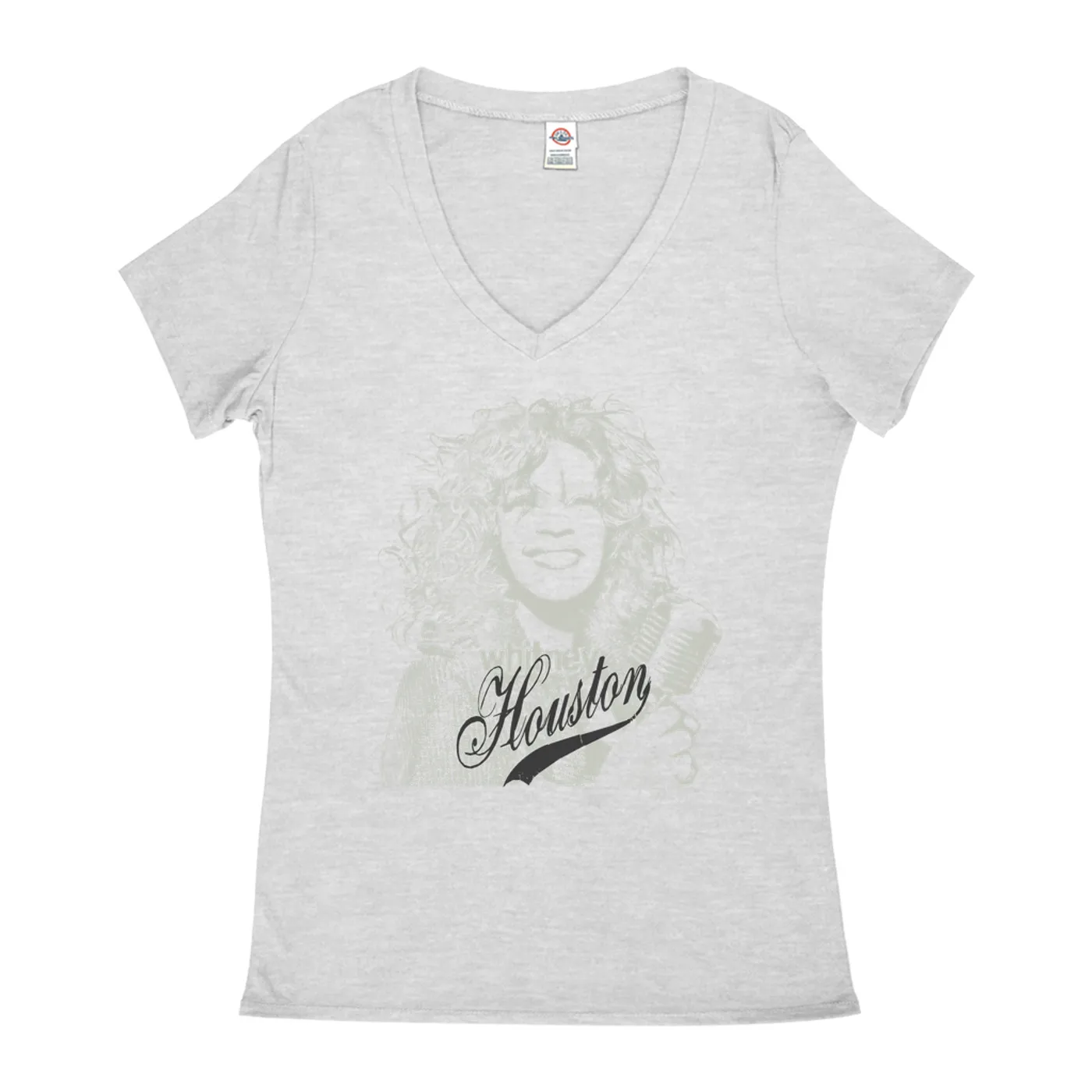 Whitney Houston Ladies' V-neck T-Shirt | Houston Sketch And Logo Design Whitney Houston Shirt