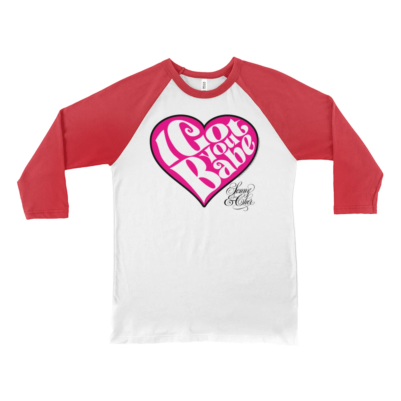 Sonny & Cher 3/4 Sleeve Baseball Tee | I Got You Babe Heart And Logo Sonny and Cher Shirt (Merchbar Exclusive)