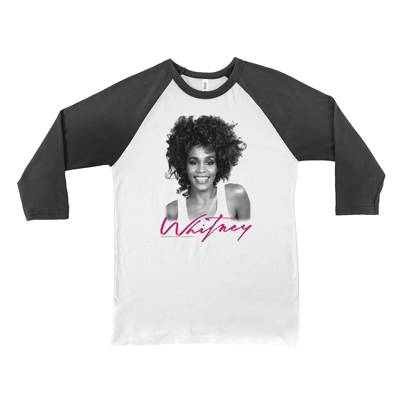 Whitney Houston 3/4 Sleeve Baseball Tee | I Wanna Dance With Somebody Album Photo And Logo Whitney Houston Shirt