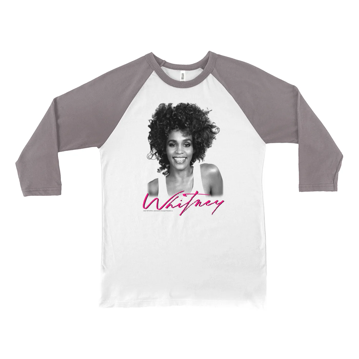Whitney Houston 3/4 Sleeve Baseball Tee | I Wanna Dance With Somebody Album Photo And Logo Whitney Houston Shirt