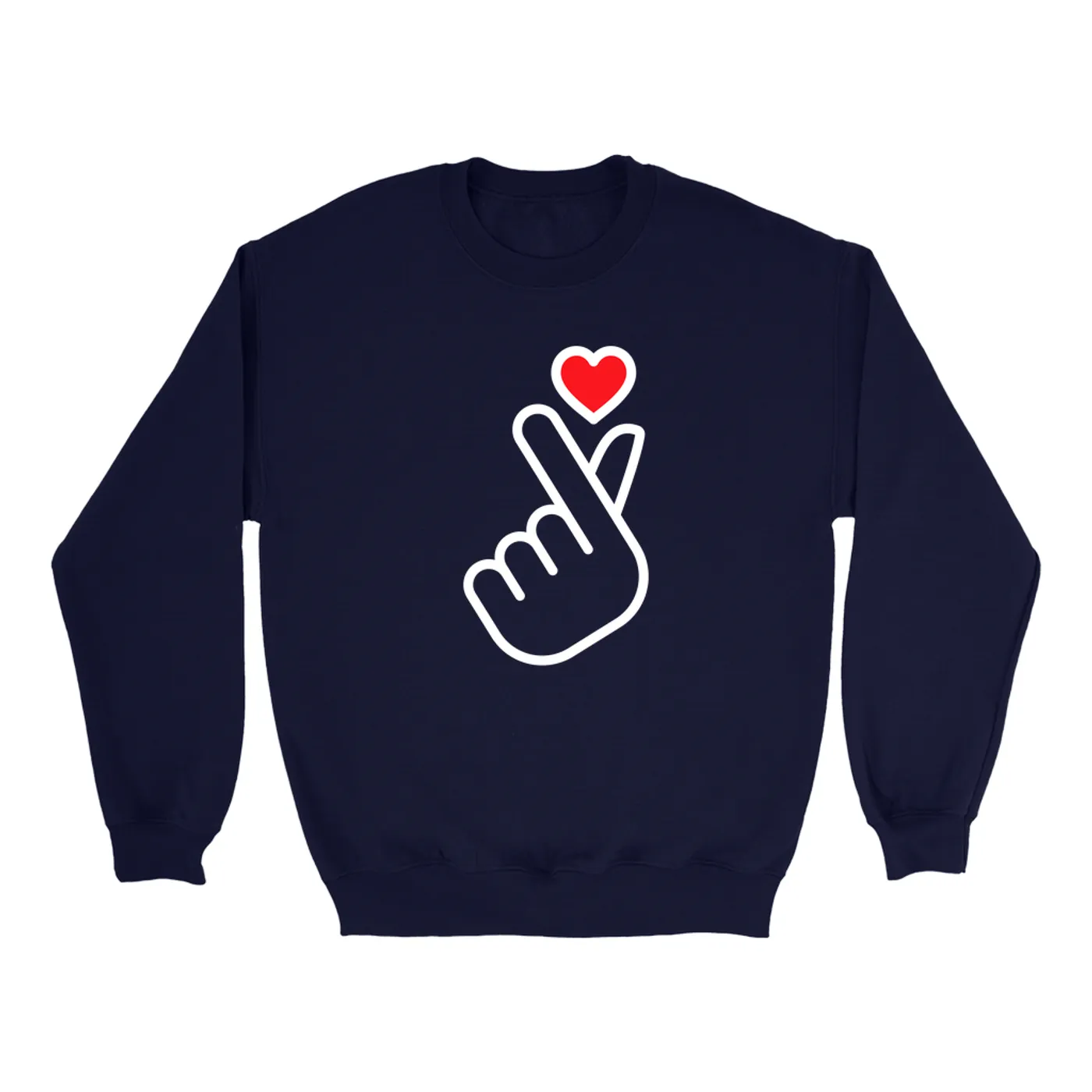 Merchbar Music Life Sweatshirt | Kpop Finger Heart Design Merchbar Music Life Sweatshirt