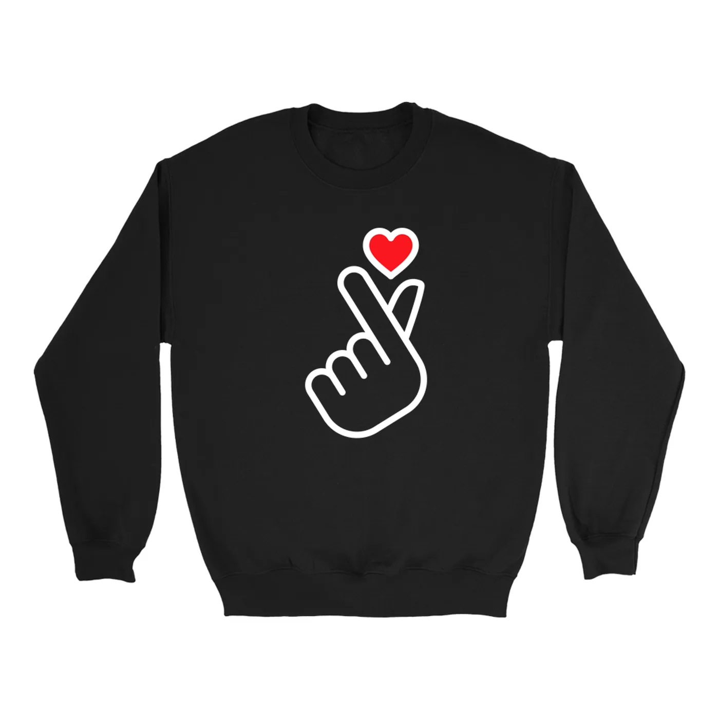 Merchbar Music Life Sweatshirt | Kpop Finger Heart Design Merchbar Music Life Sweatshirt