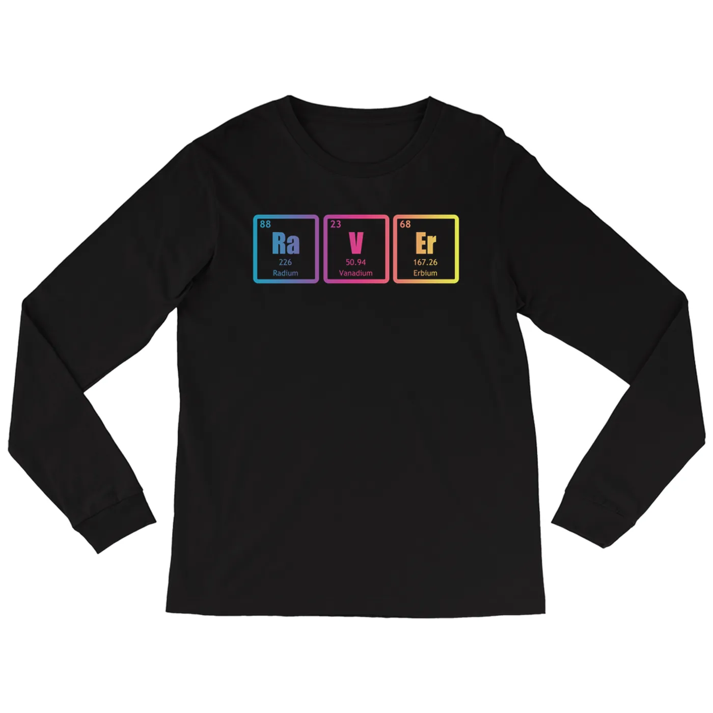 Merchbar Music Life Long Sleeve Shirt | Raver Periodic Table Ombre Design Merchbar Music Life Shirt
