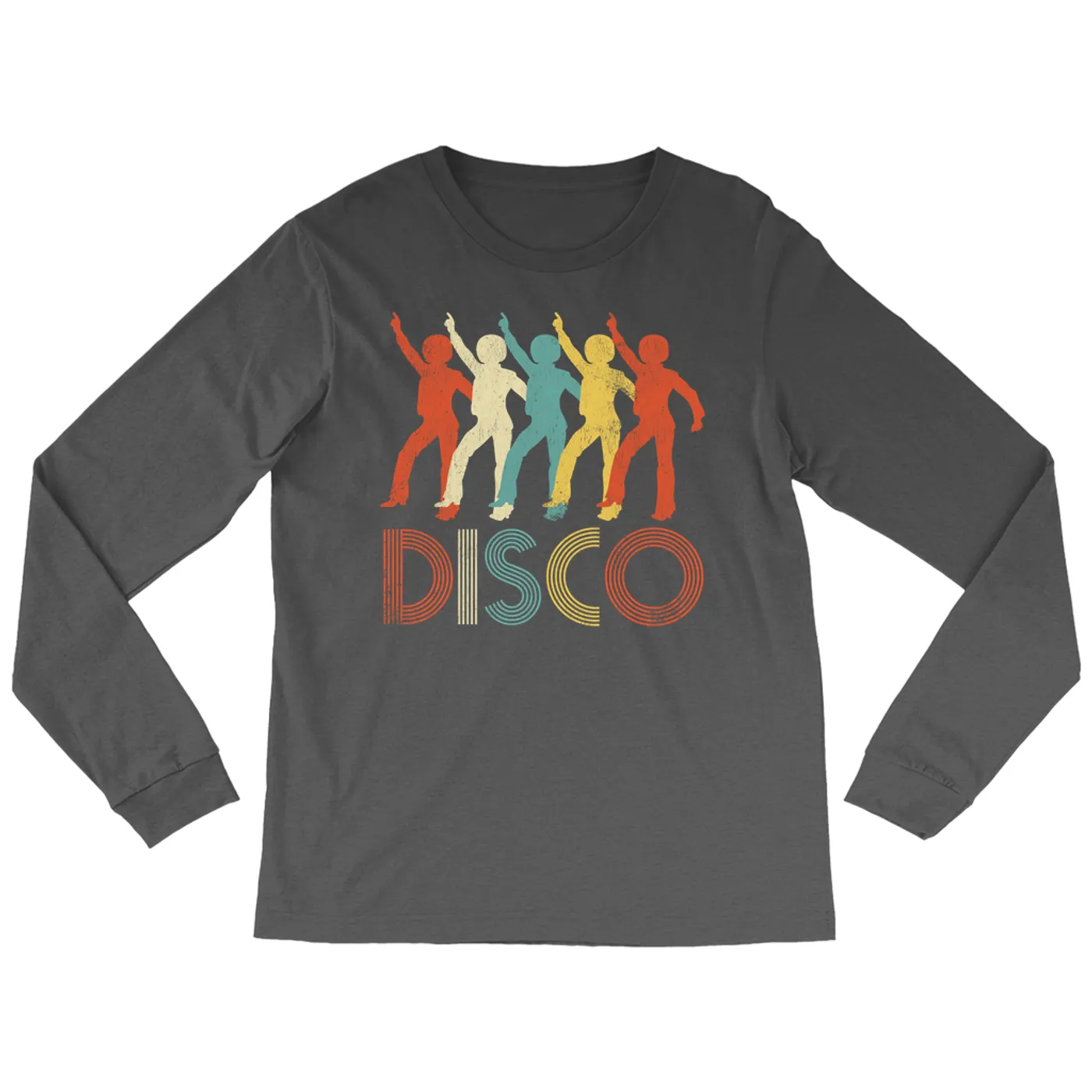 Merchbar Music Life Long Sleeve Shirt | Colorful Disco Design Distressed Merchbar Music Life Shirt