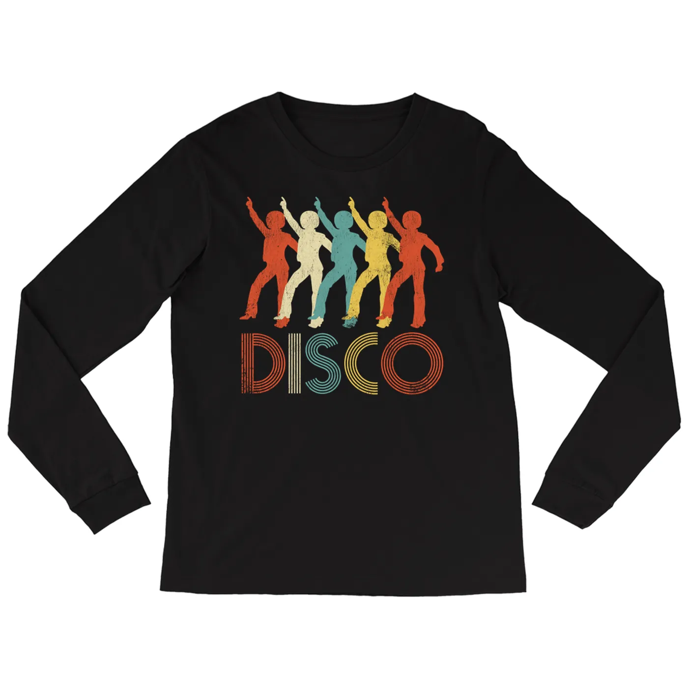 Merchbar Music Life Long Sleeve Shirt | Colorful Disco Design Distressed Merchbar Music Life Shirt