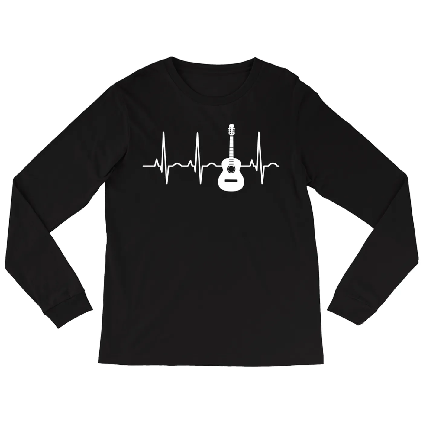 Merchbar Music Life Long Sleeve Shirt | Acoustic Guitar Heartbeat Merchbar Music Life Shirt