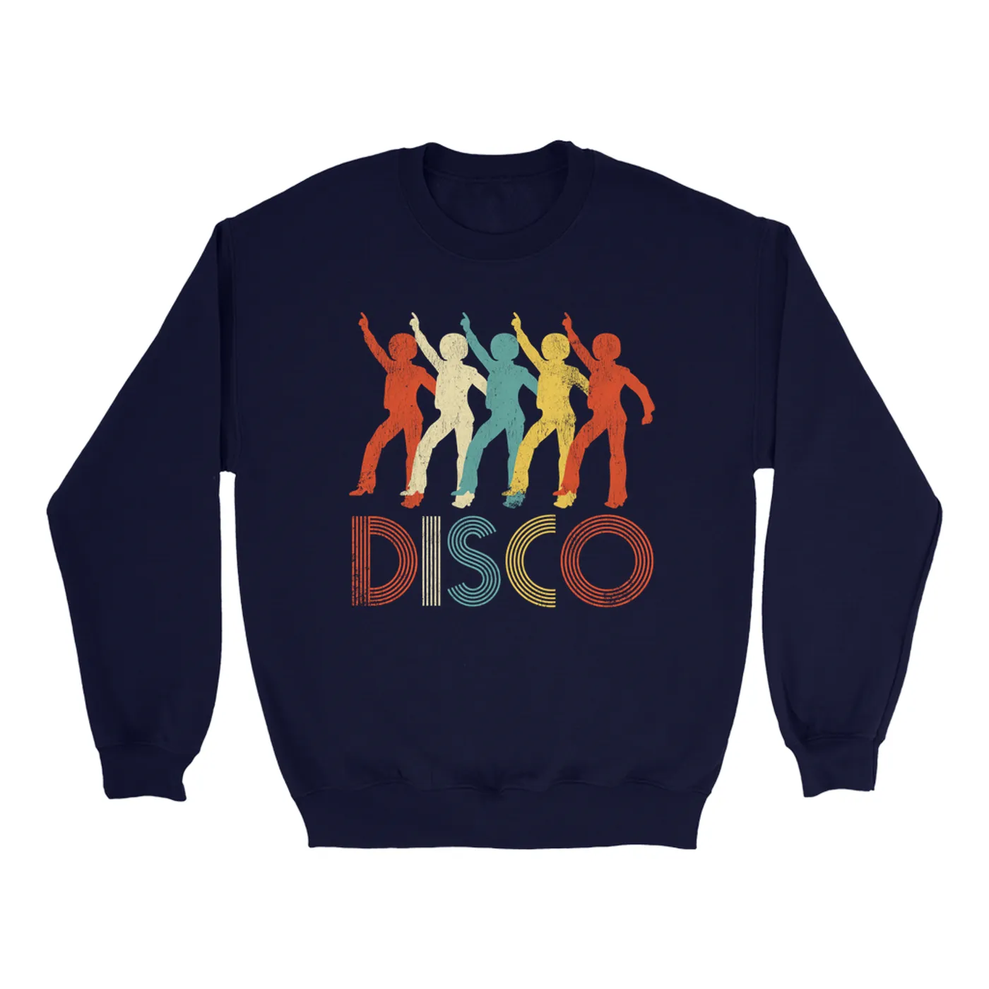 Merchbar Music Life Sweatshirt | Colorful Disco Design Distressed Merchbar Music Life Sweatshirt