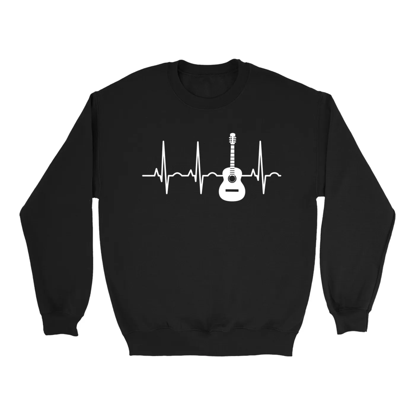 Merchbar Music Life Sweatshirt | Acoustic Guitar Heartbeat Merchbar Music Life Sweatshirt
