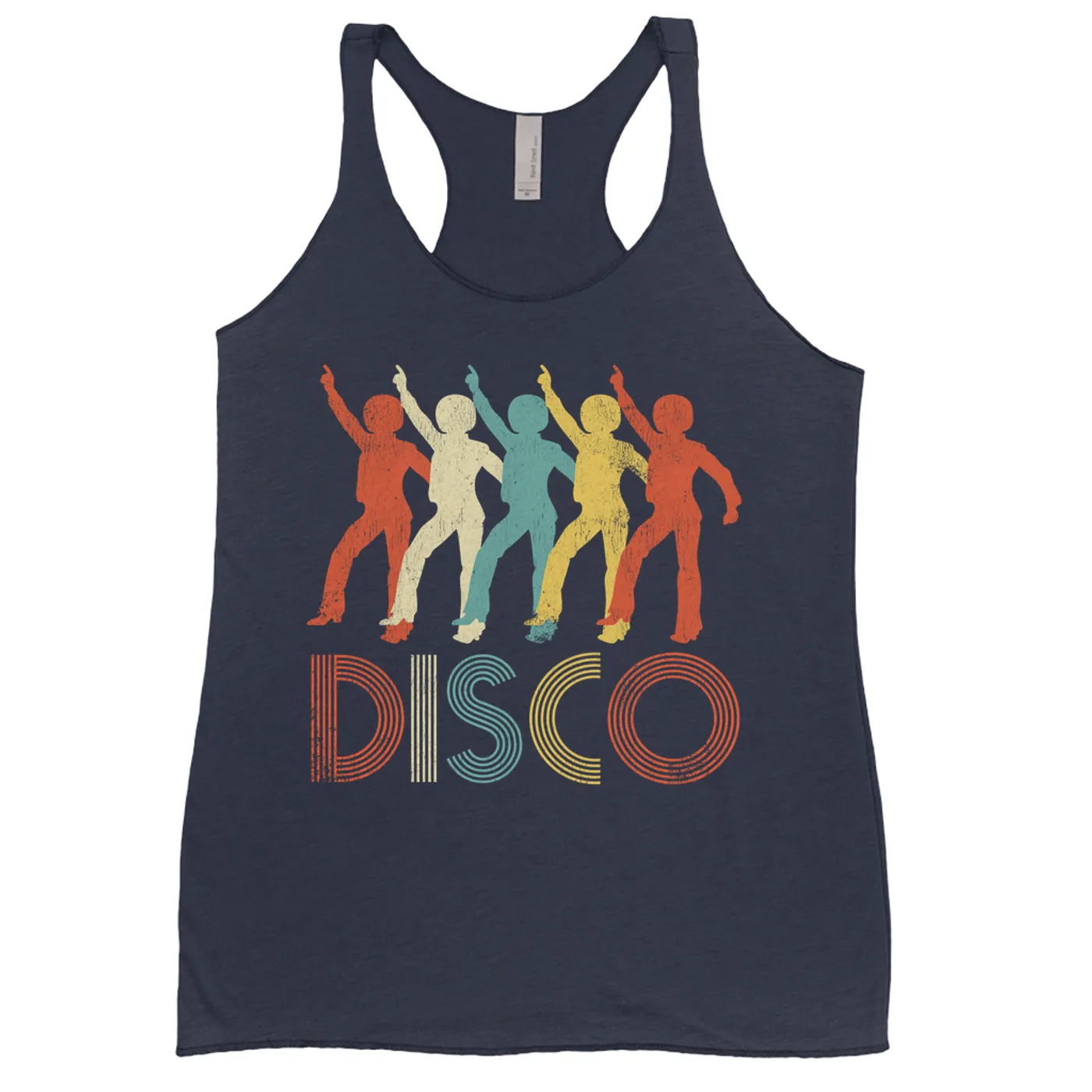 Merchbar Music Life Ladies' Tank Top | Colorful Disco Design Distressed Merchbar Music Life Shirt