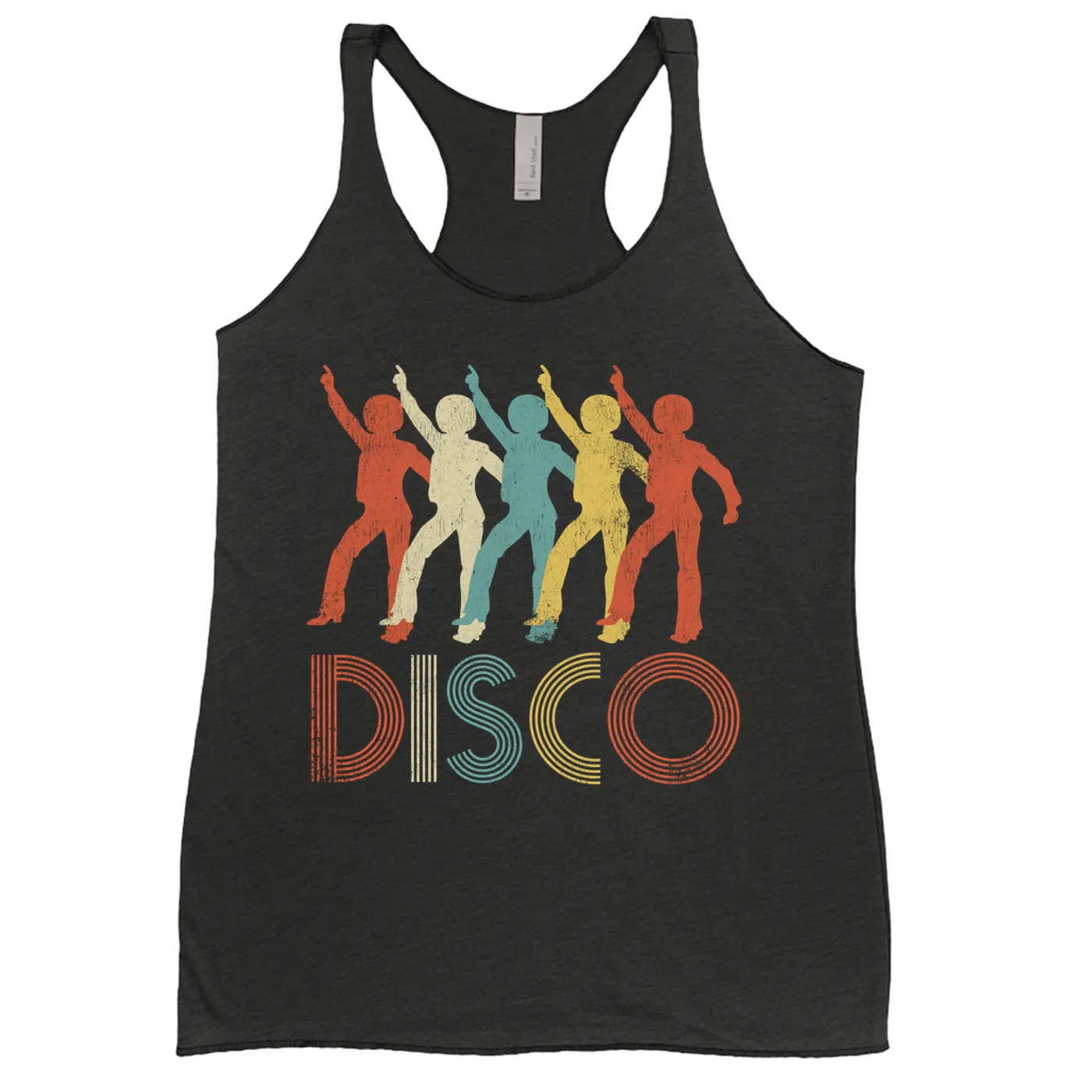 Merchbar Music Life Ladies' Tank Top | Colorful Disco Design Distressed Merchbar Music Life Shirt