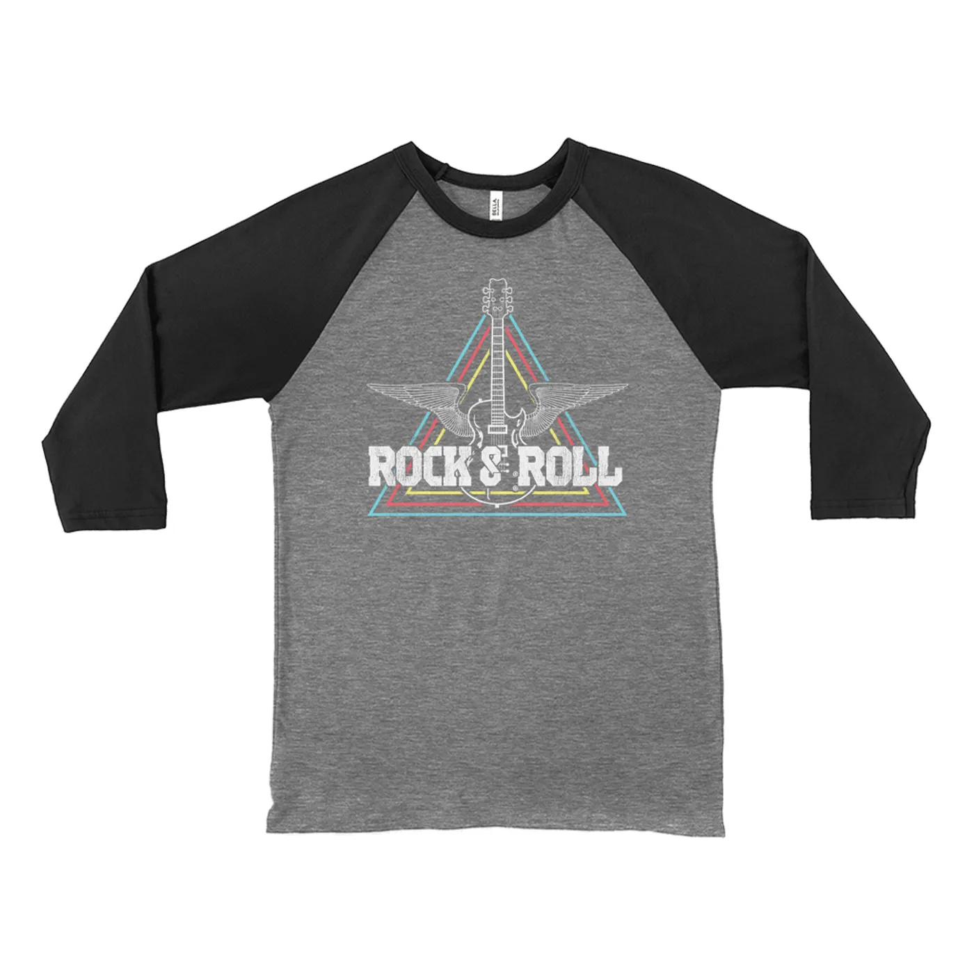 Merchbar Music Life 3/4 Sleeve Baseball Tee | Flying Guitar Rock n' Roll Merchbar Music Life Shirt