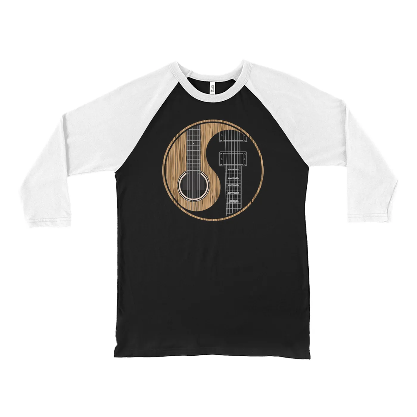 Merchbar Music Life 3/4 Sleeve Baseball Tee | Guitar Yin-Yang Merchbar Music Life Shirt