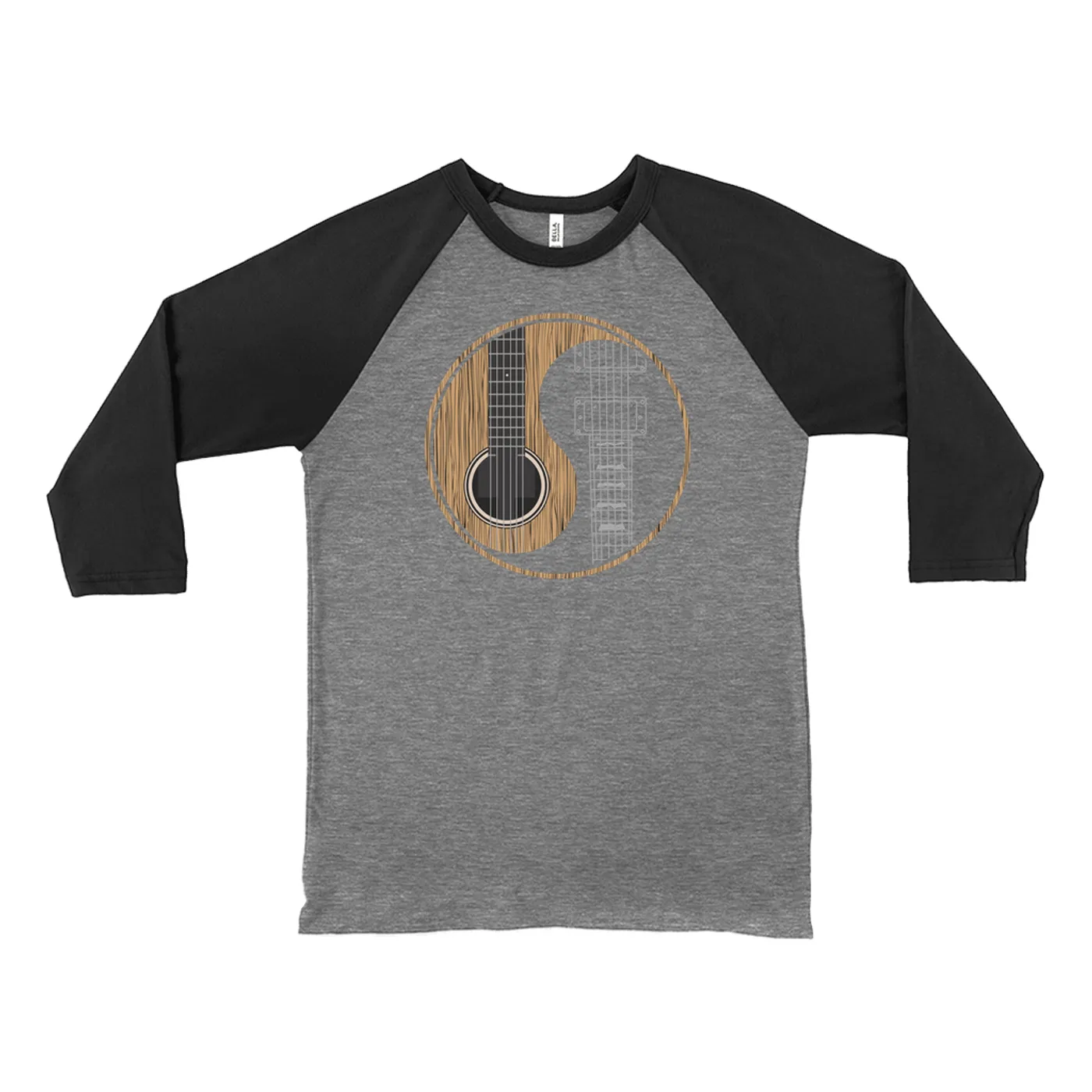 Merchbar Music Life 3/4 Sleeve Baseball Tee | Guitar Yin-Yang Merchbar Music Life Shirt