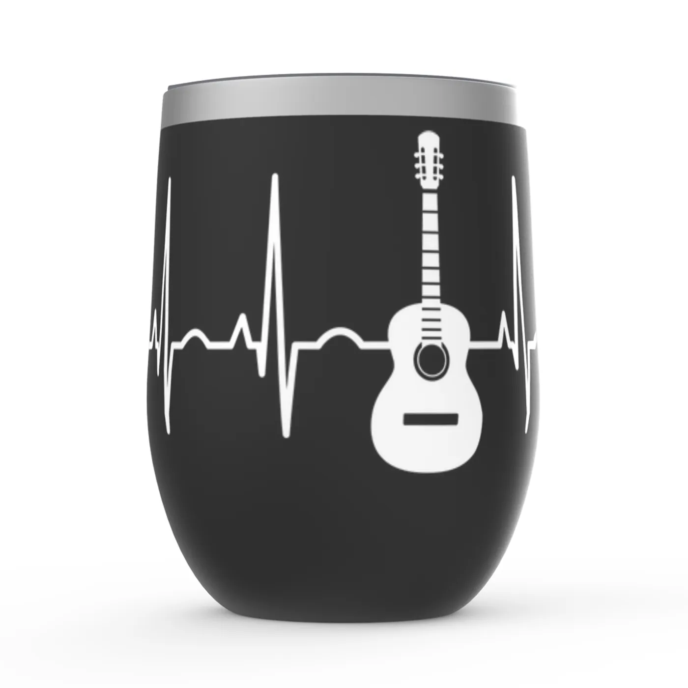 Merchbar Music Life Wine Tumbler | Acoustic Guitar Heartbeat Merchbar Music Life Stemless Wine Tumbler
