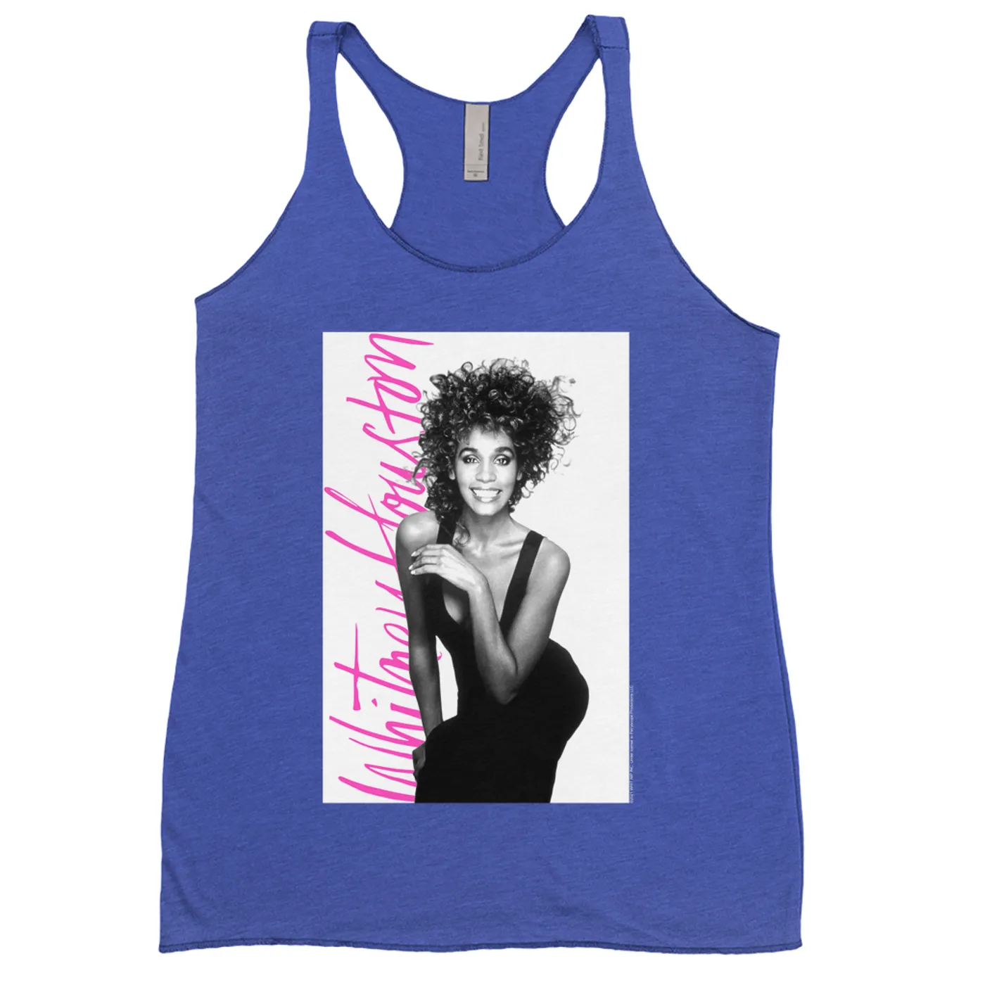 Whitney Houston Bold Colored Racerback Tank | Album Photo With Hot Pink Signature Image Whitney Houston Shirt