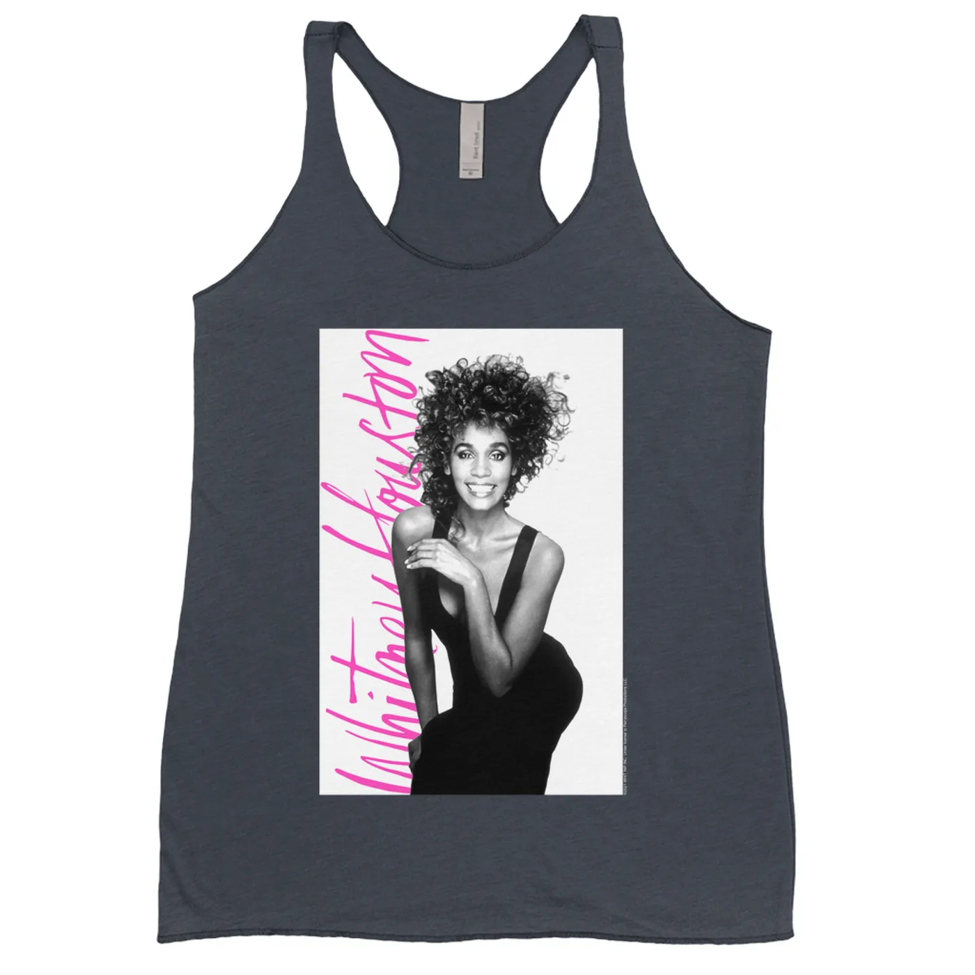 Whitney Houston Bold Colored Racerback Tank | Album Photo With Hot Pink Signature Image Whitney Houston Shirt