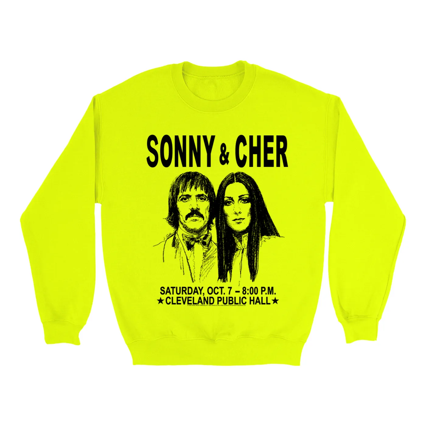 Sonny & Cher Bright Colored Sweatshirt | Cleaveland Hall Concert Poster Sonny and Cher Sweatshirt