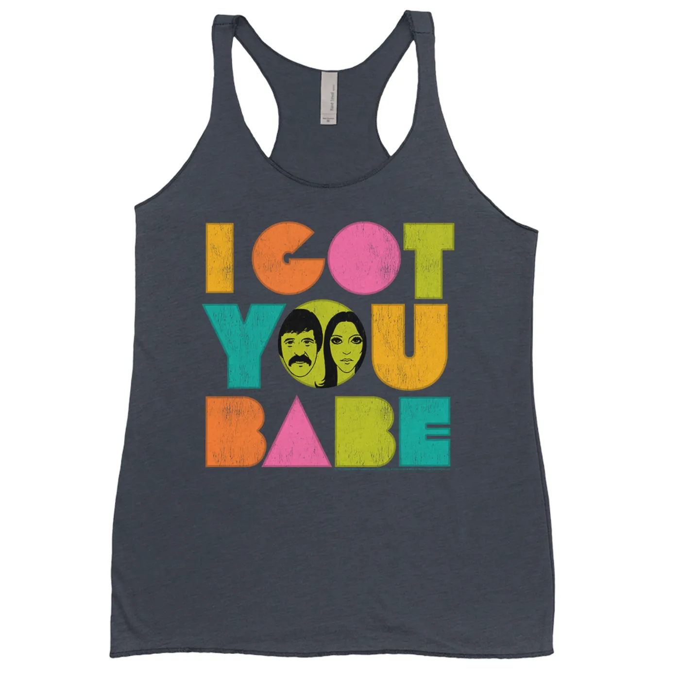 Sonny & Cher Bold Colored Racerback Tank | I Got You Babe Pastel Logo Distressed Sonny and Cher Shirt (Merchbar Exclusive)