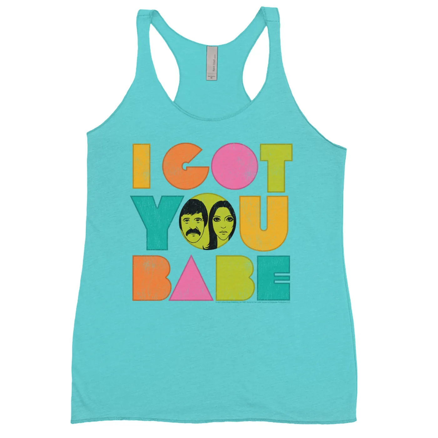Sonny & Cher Bold Colored Racerback Tank | I Got You Babe Pastel Logo Distressed Sonny and Cher Shirt (Merchbar Exclusive)