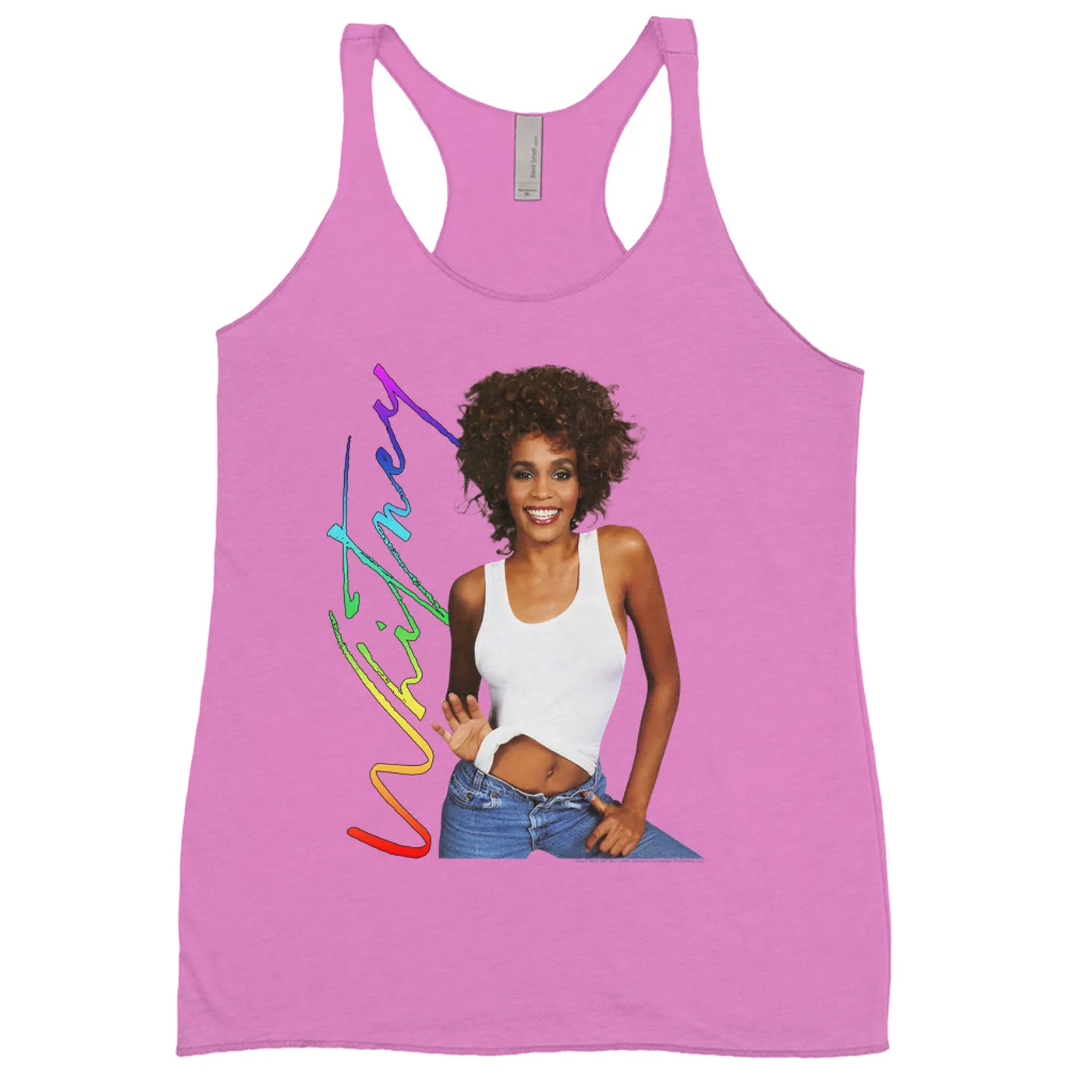 Whitney Houston Bold Colored Racerback Tank | 1987 Album Photo Rainbow Signature Image Whitney Houston Shirt (Merchbar Exclusive)