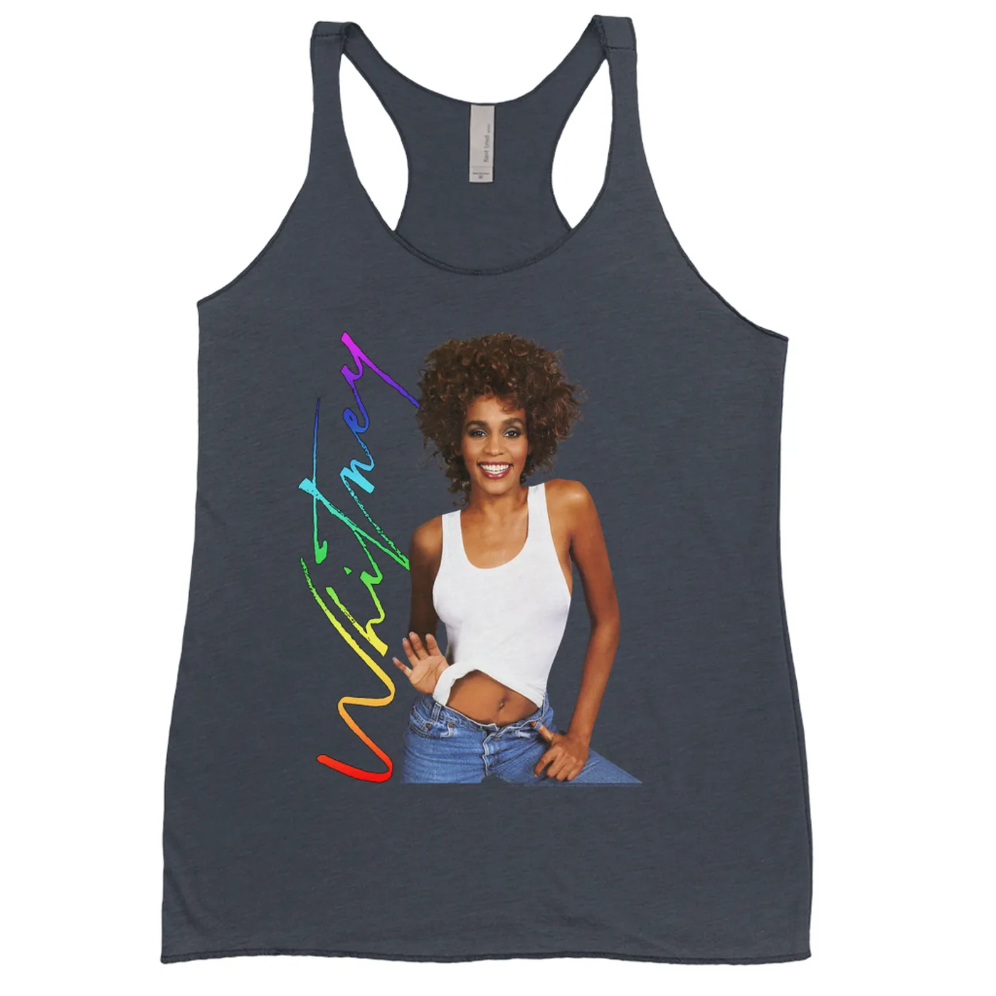 Whitney Houston Bold Colored Racerback Tank | 1987 Album Photo Rainbow Signature Image Whitney Houston Shirt (Merchbar Exclusive)