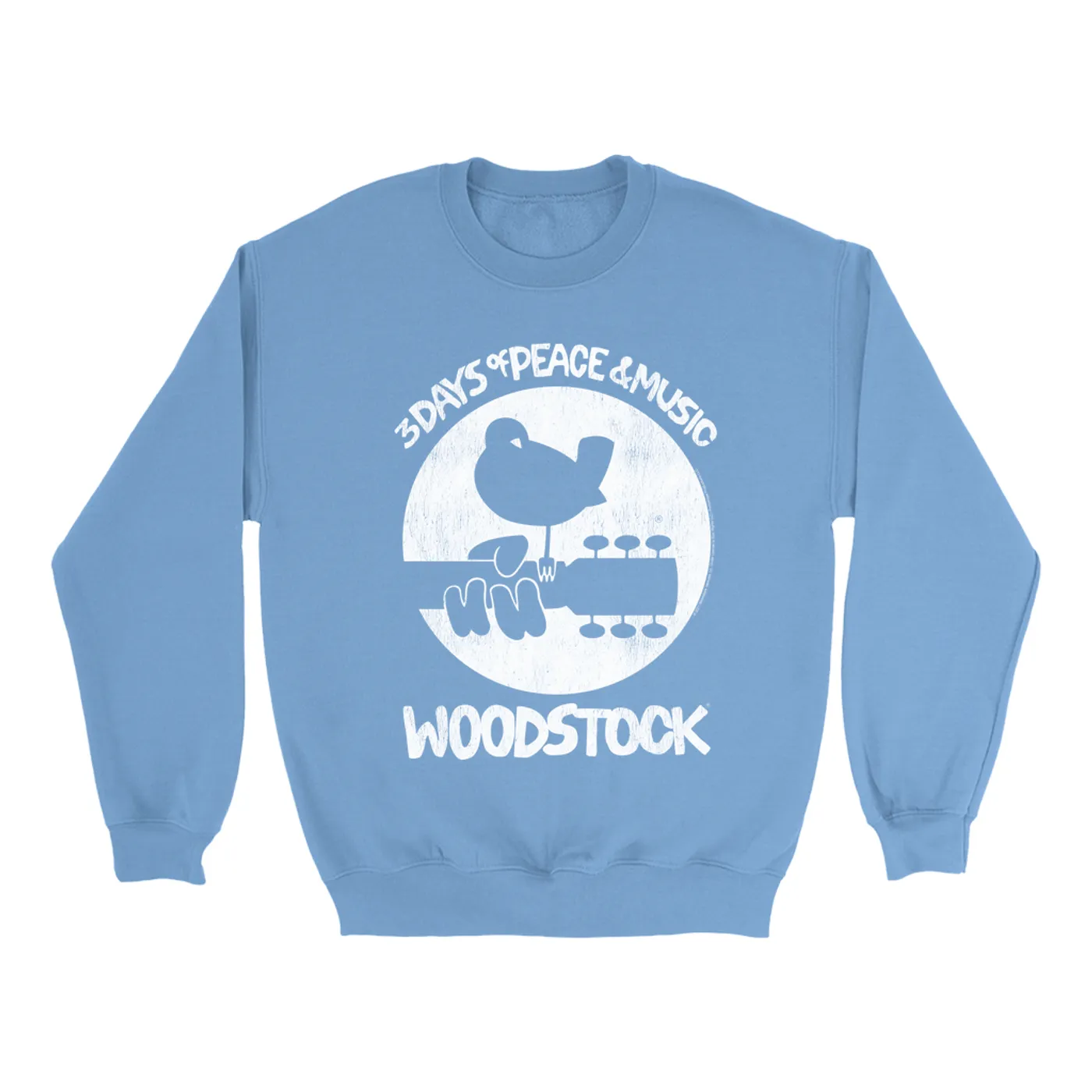 Woodstock Bright Colored Sweatshirt | Woodstock Bird And Guitar All In White Woodstock Sweatshirt