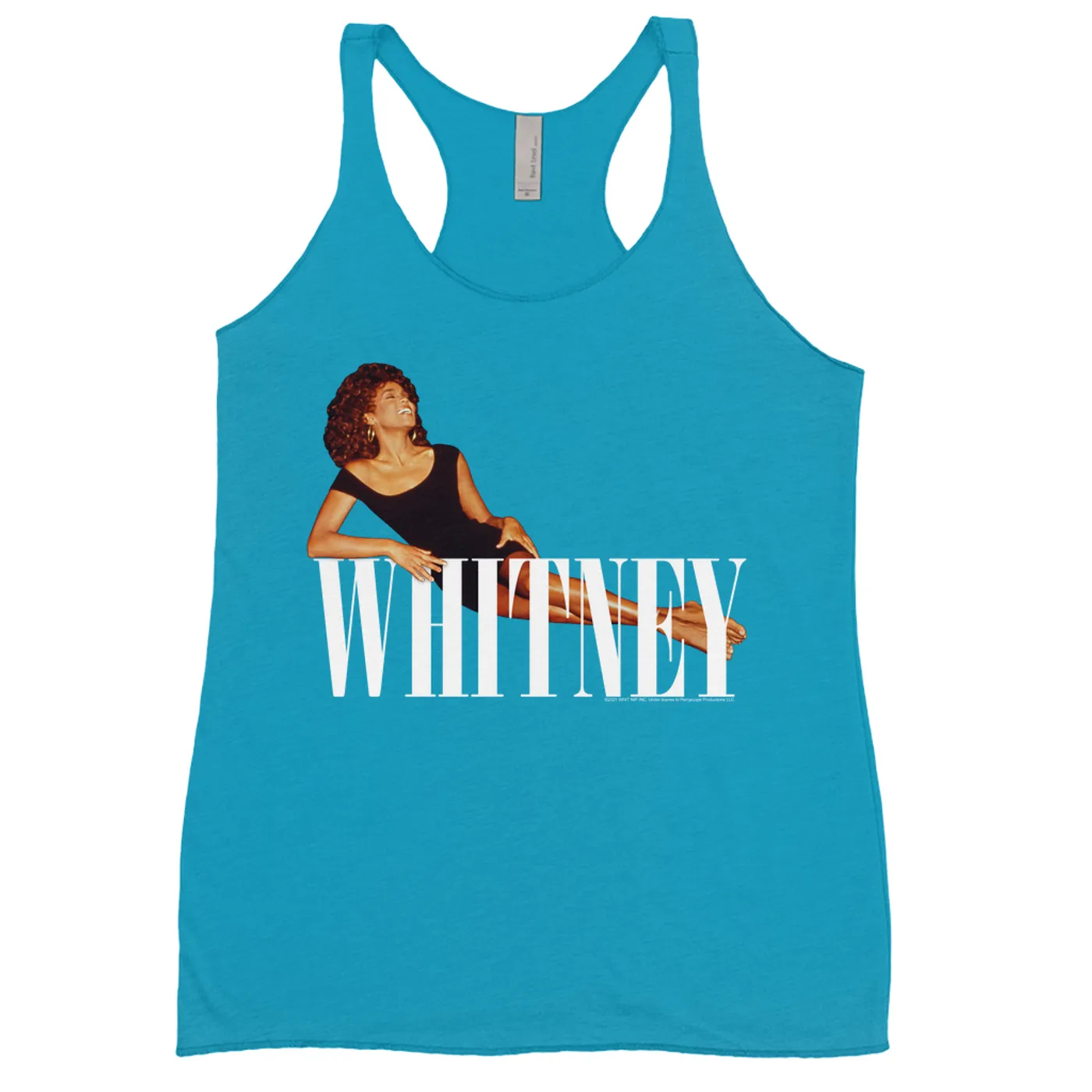 Whitney Houston Bold Colored Racerback Tank | Whitney Laying On Logo White Whitney Houston Shirt