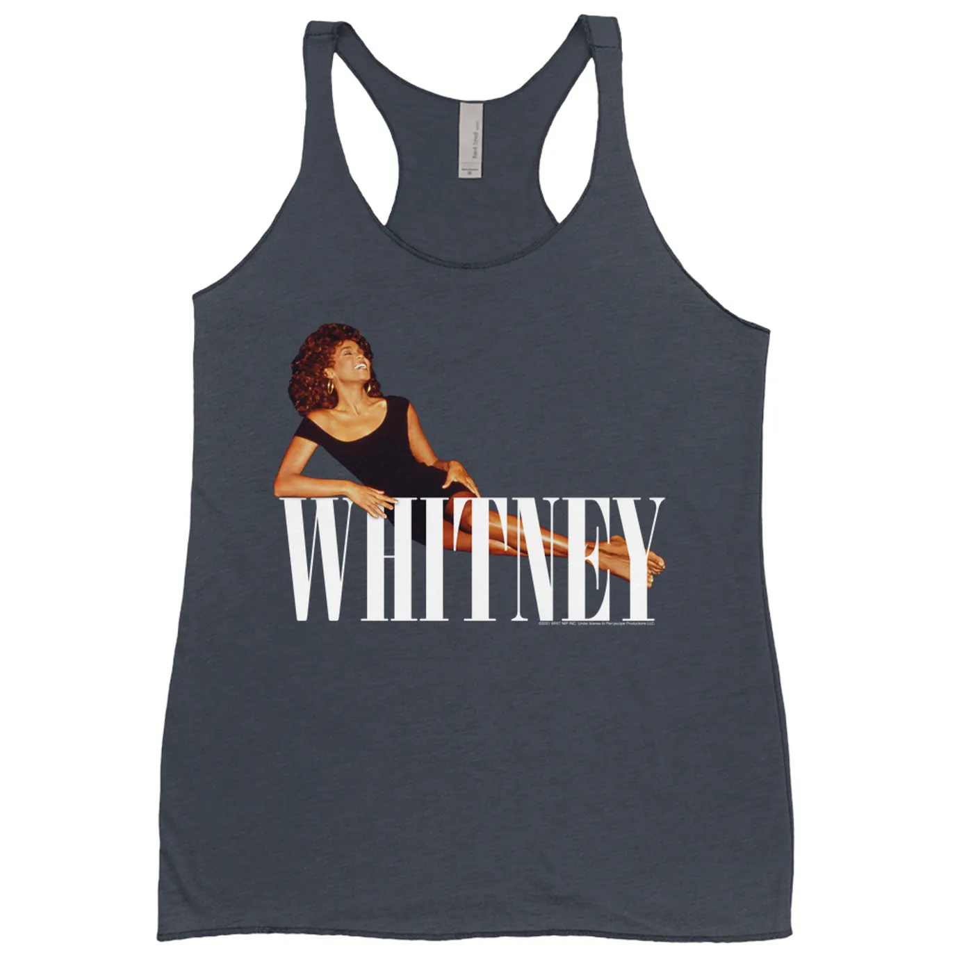 Whitney Houston Bold Colored Racerback Tank | Whitney Laying On Logo White Whitney Houston Shirt
