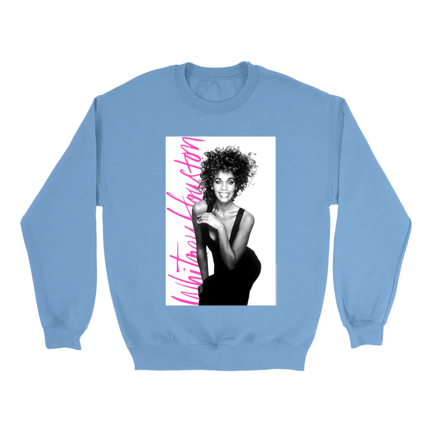 Whitney Houston Bright Colored Sweatshirt | Album Photo With Hot Pink Signature Image Whitney Houston Sweatshirt