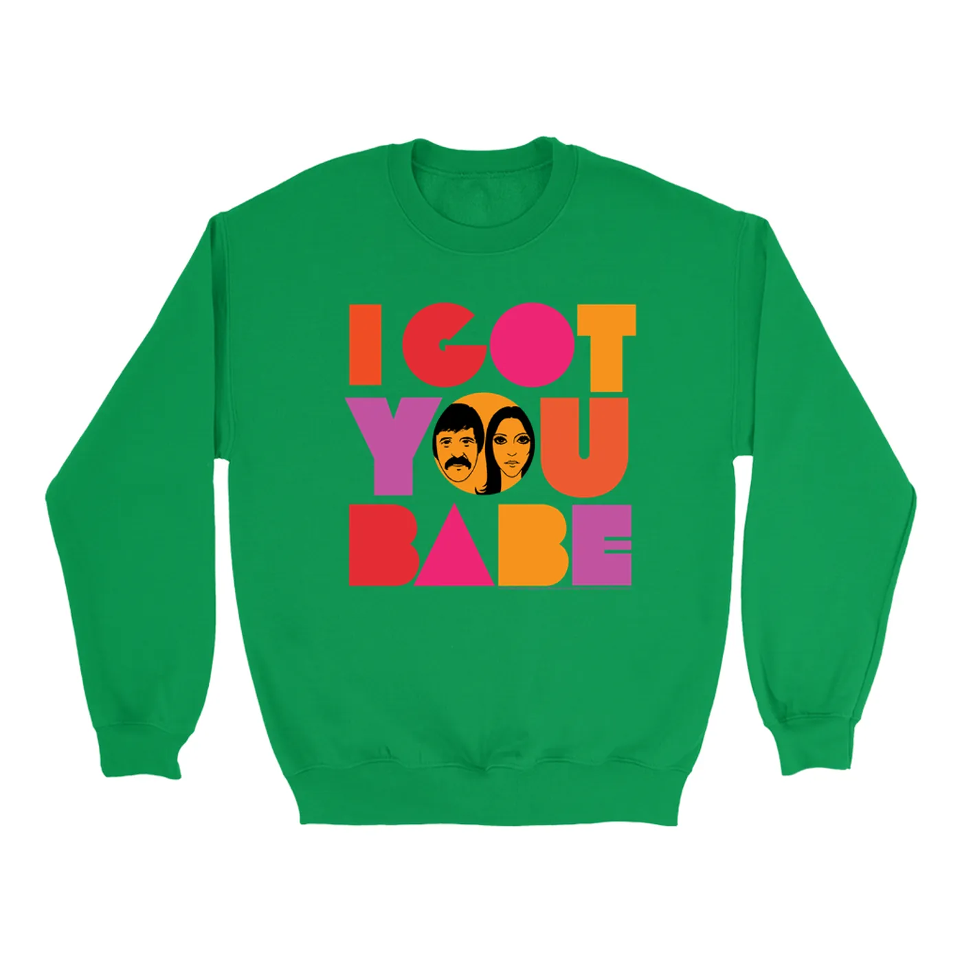 Sonny & Cher Bright Colored Sweatshirt | I Got You Babe Bright Logo Image Sonny and Cher Sweatshirt