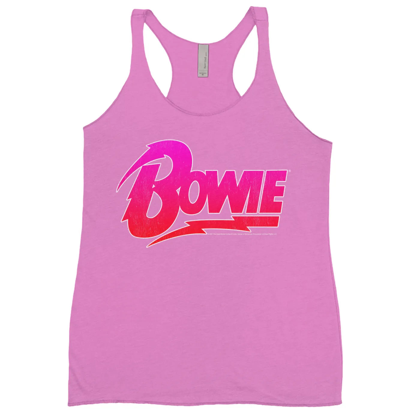 David Bowie Bold Colored Racerback Tank | Pink and Red Bowie Logo David Bowie Shirt (Merchbar Exclusive)