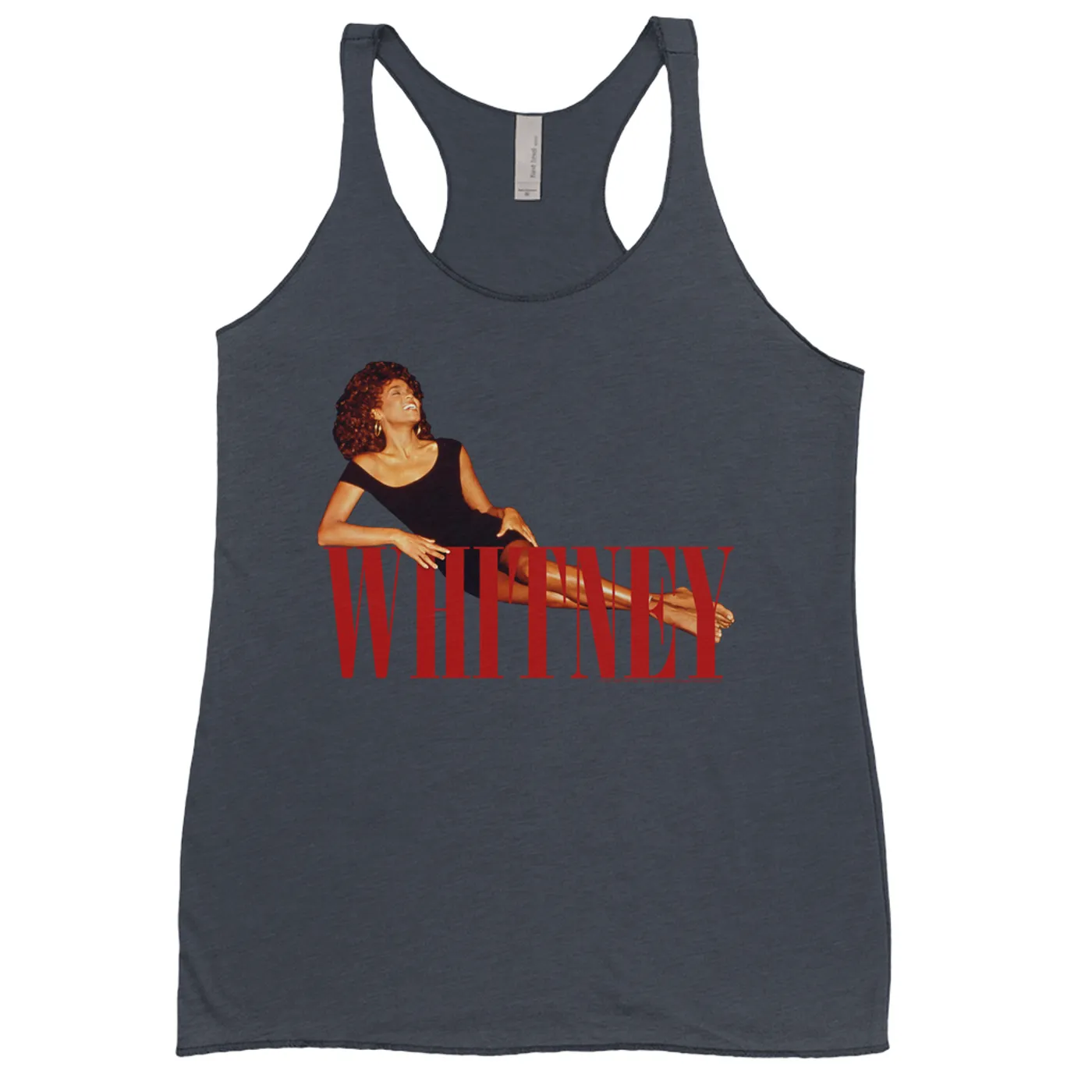Whitney Houston Bold Colored Racerback Tank | Whitney Laying On Logo Red Whitney Houston Shirt