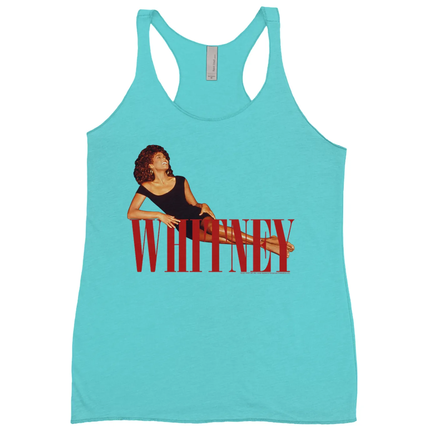Whitney Houston Bold Colored Racerback Tank | Whitney Laying On Logo Red Whitney Houston Shirt