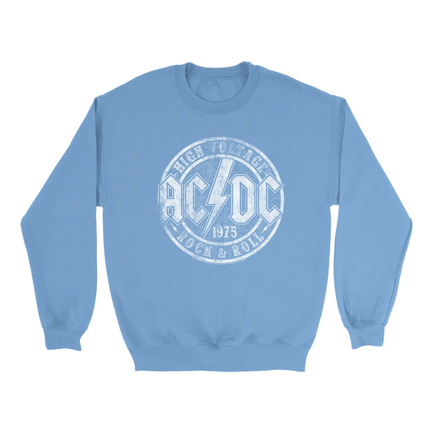 AC/DC Bright Colored Sweatshirt | Rock And Roll 1975 Stamped Design Distressed ACDC Sweatshirt