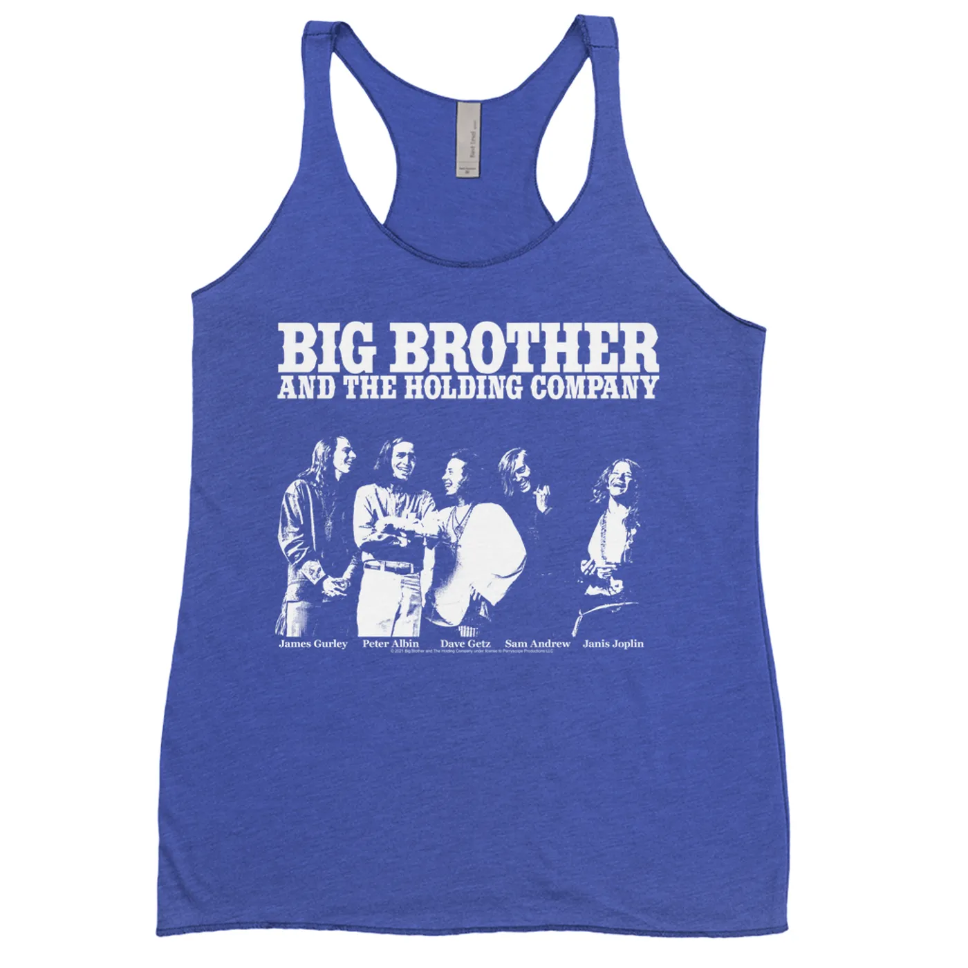 Big Brother & The Holding Company Big Brother and The Holding Co. Bold Colored Racerback Tank | Featuring Janis Joplin Black and White Photo Big Brother and The Holding Co. Shirt (Merchbar Exclusive)
